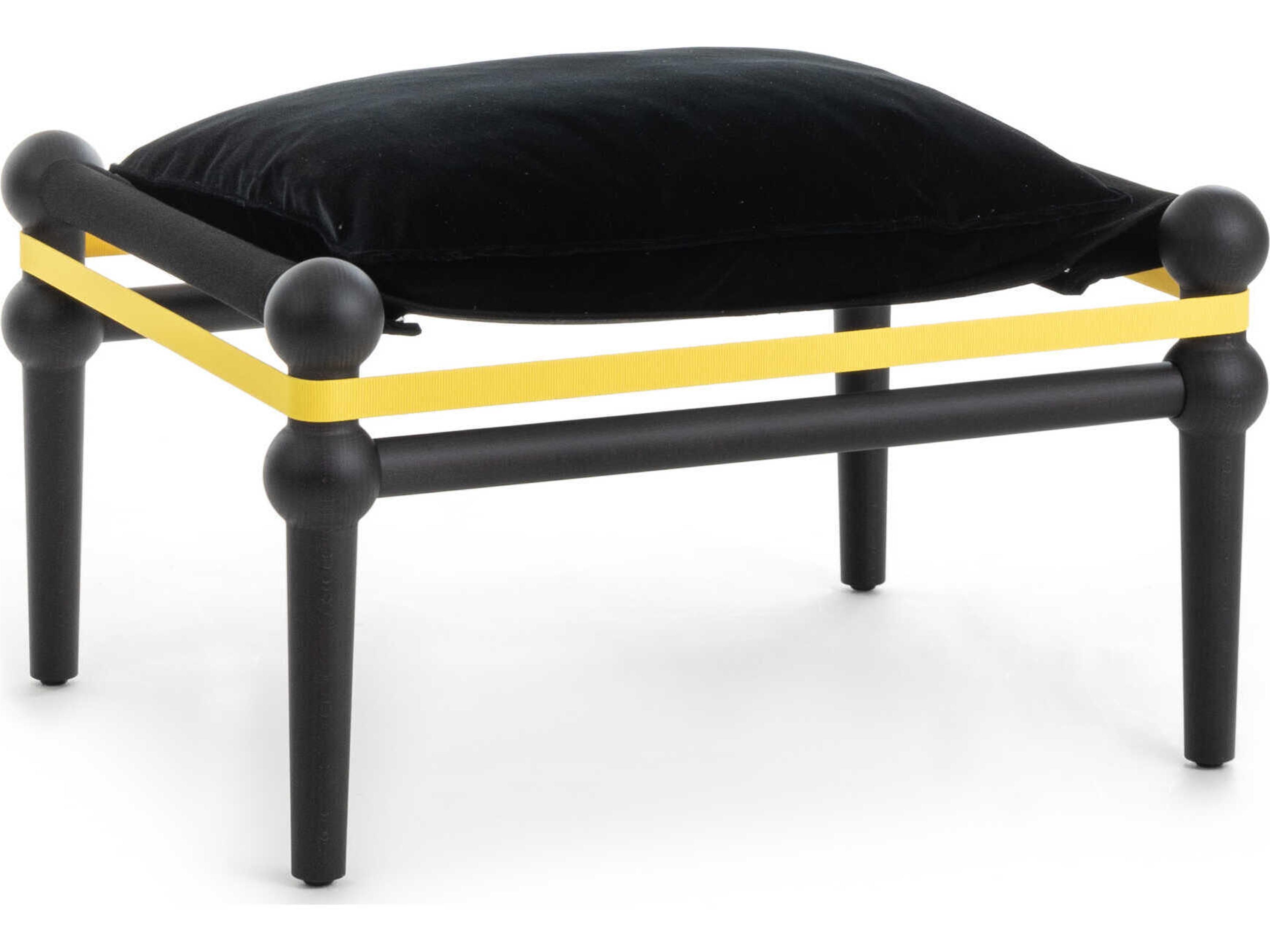 Twain Aniline Dyed Black Upholstered Ottoman