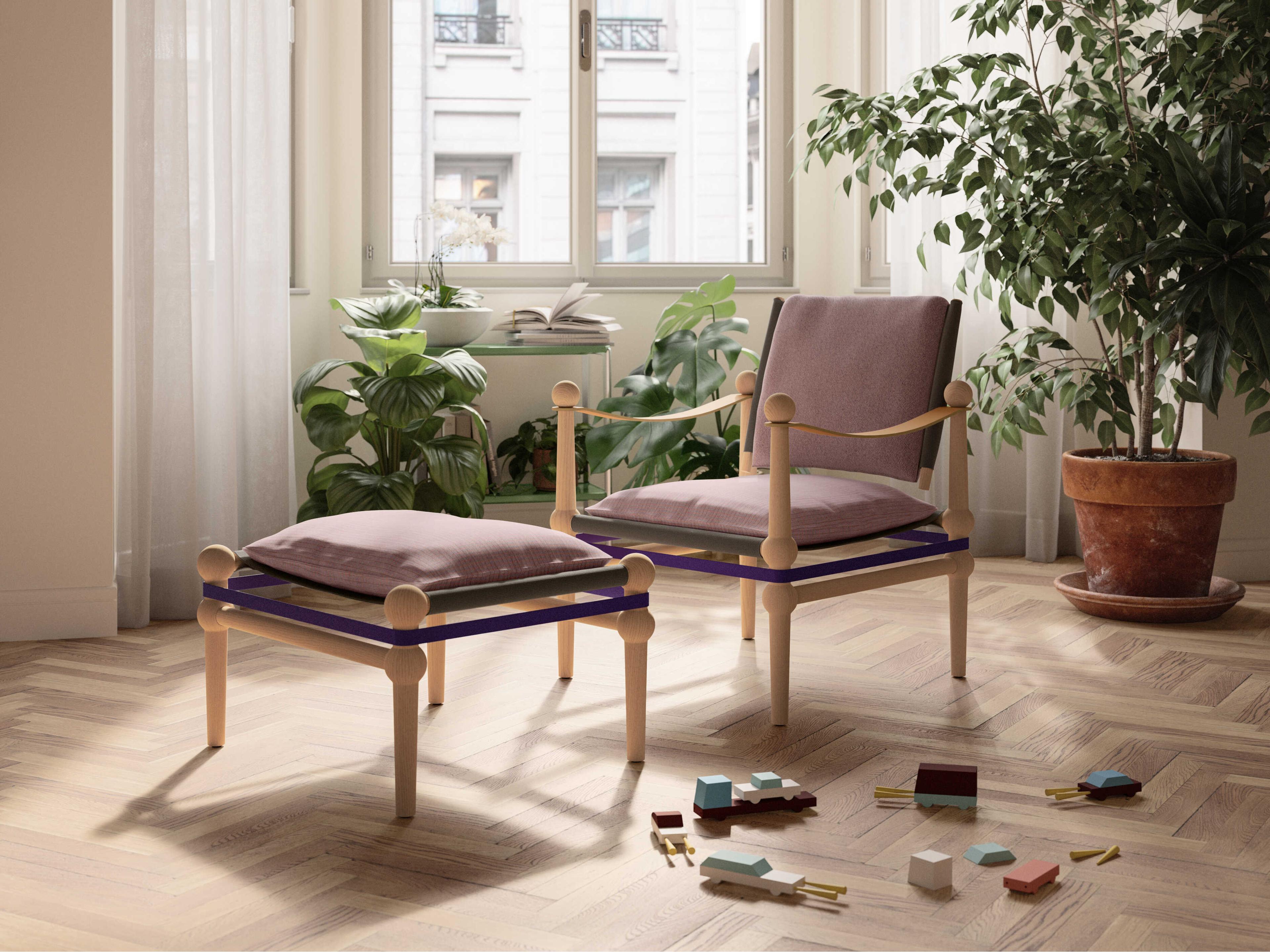 Magis Twain Natural Solid Beech Upholstered Ottoman