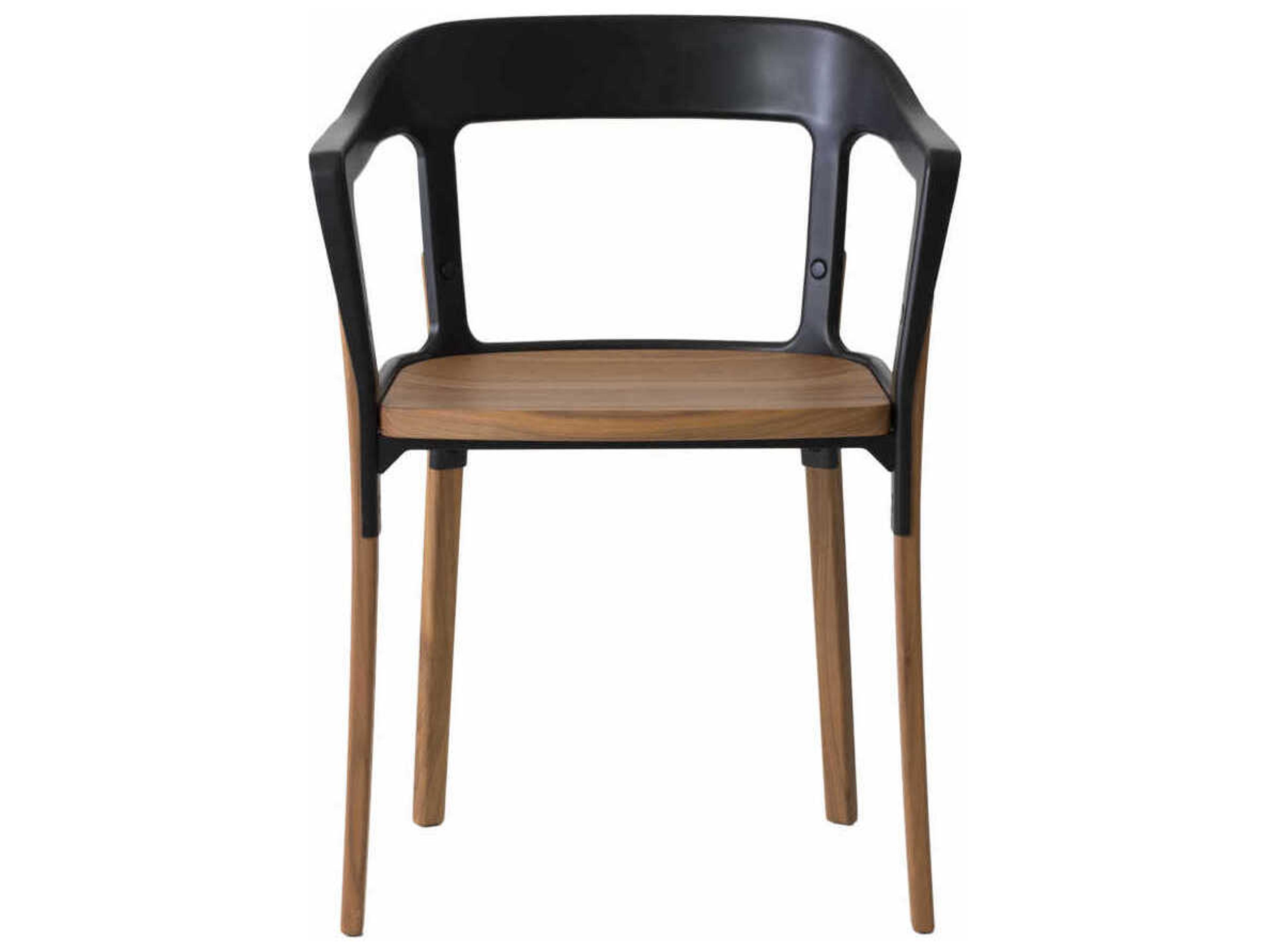 Magis Steelwood Walnut Wood Black Arm Dining Chair