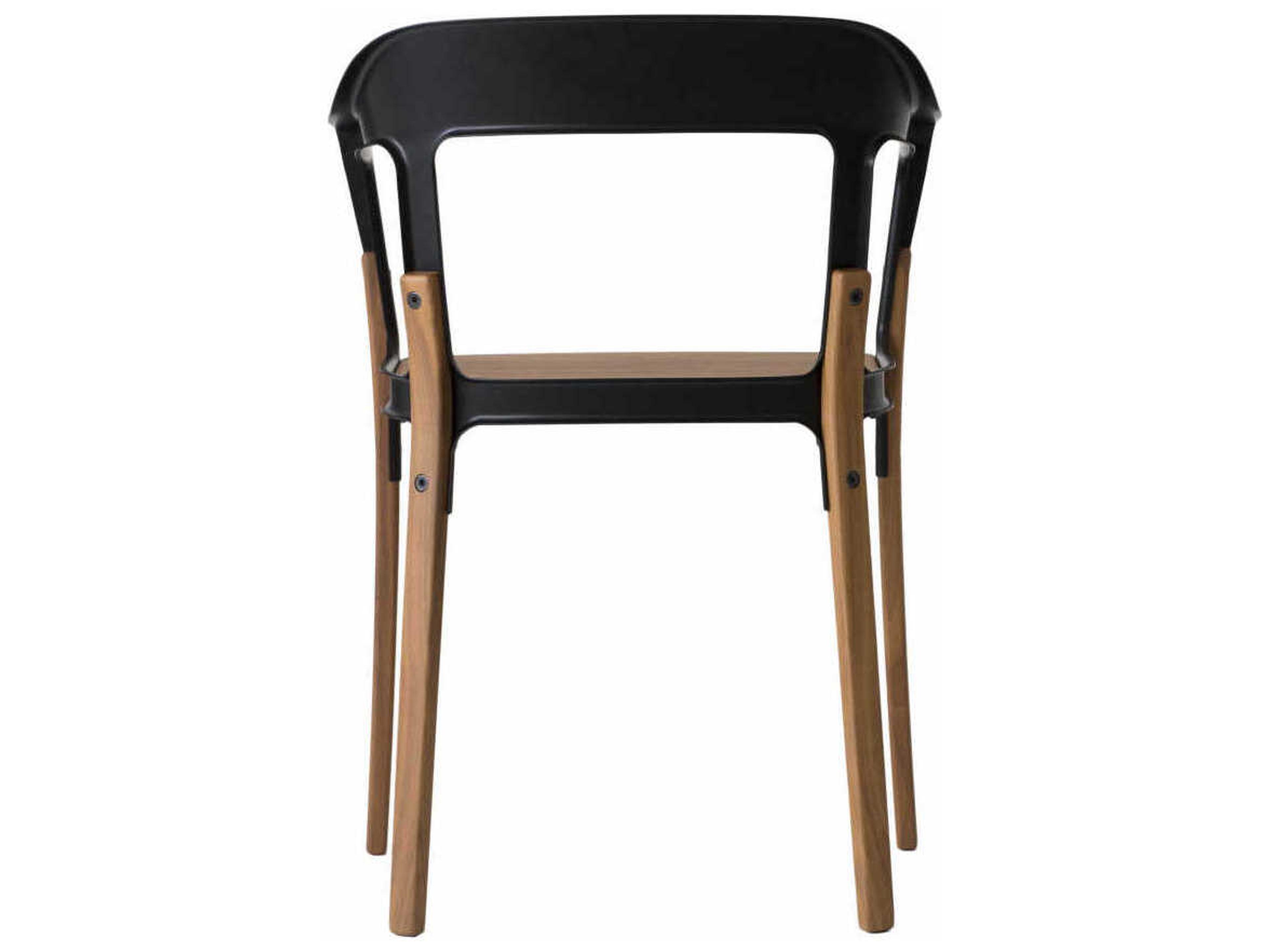 Magis Steelwood Walnut Wood Black Arm Dining Chair