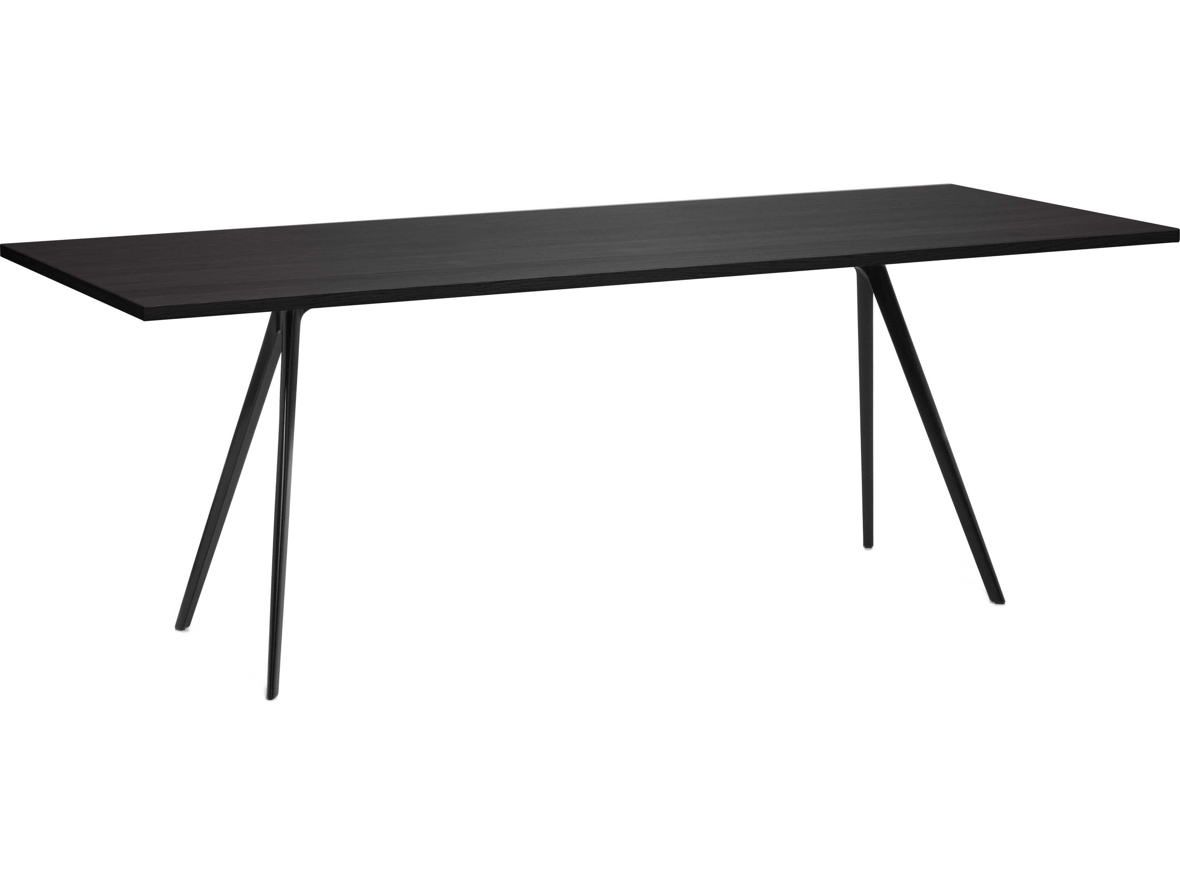 Baguette Rectangular Wood Black Dining Table