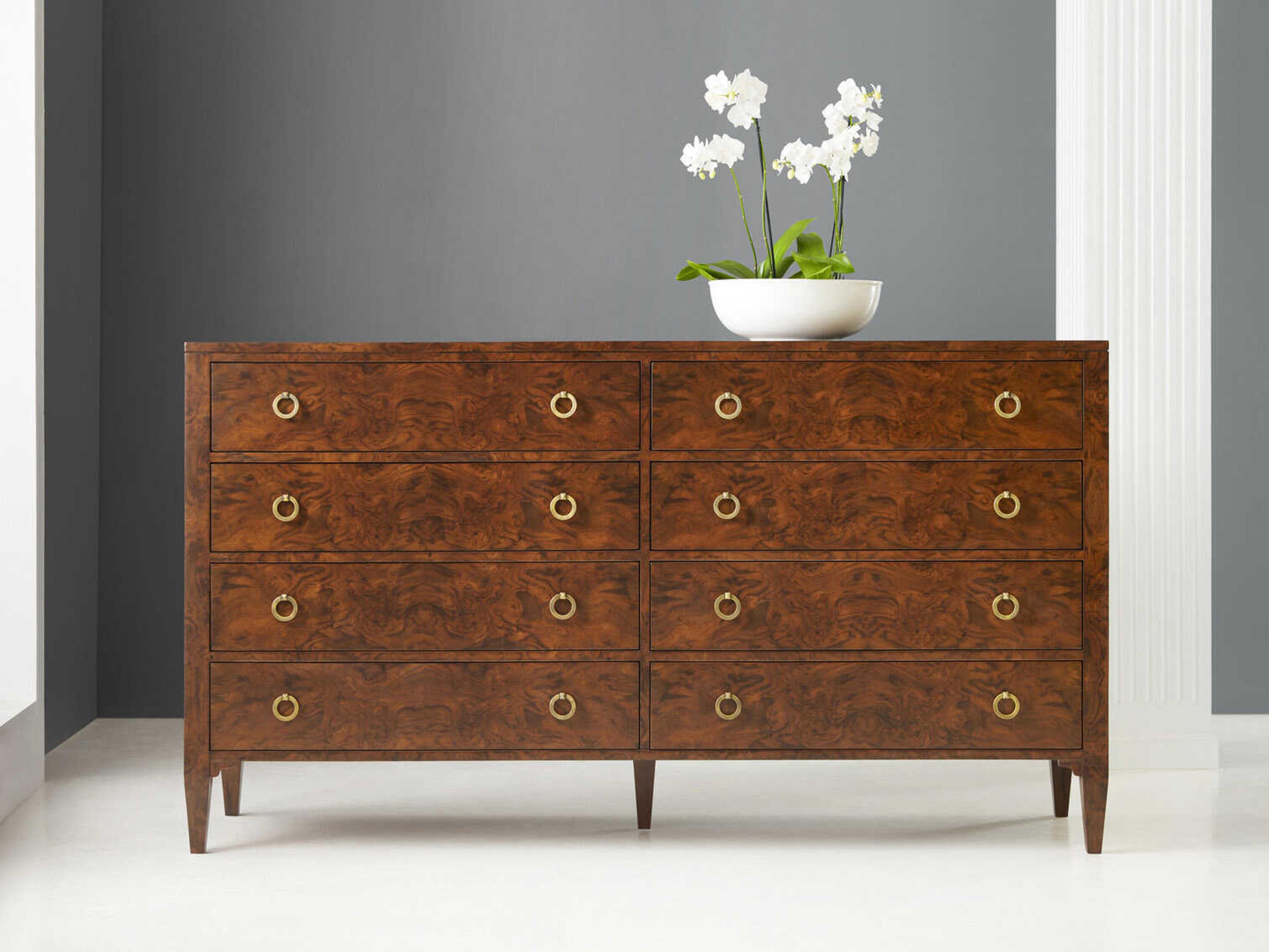 Walnut Brown Burlwood Double Dresser