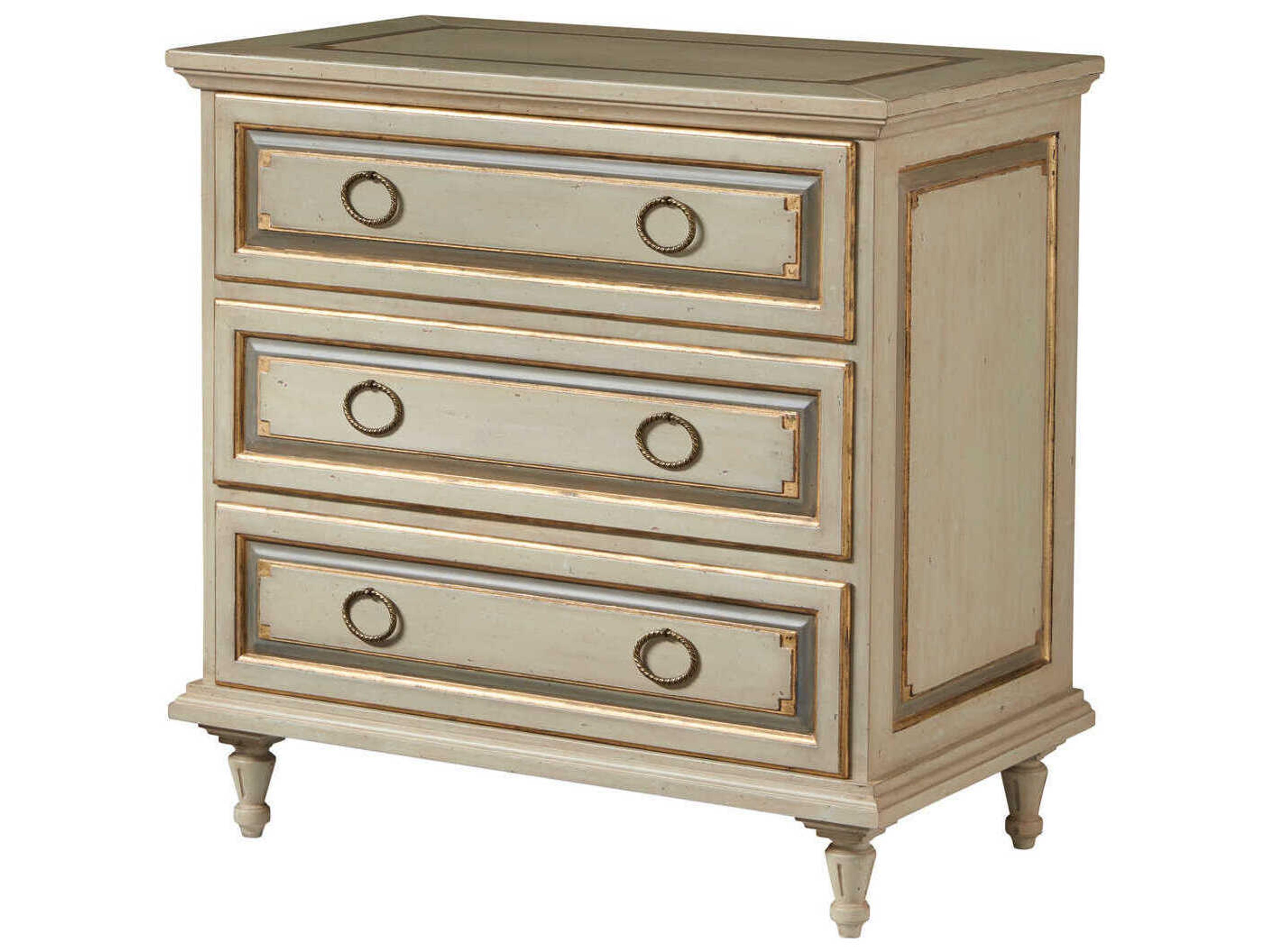 Vallieu 3-Drawers Beige Nightstand