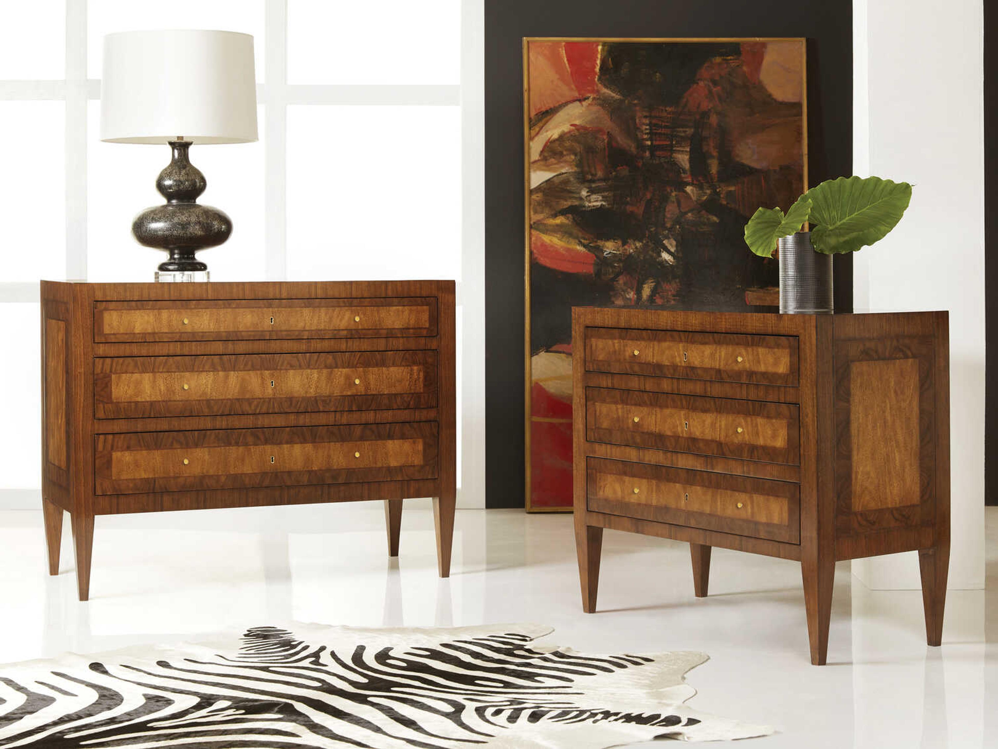 Modern History Home Verona 3-Drawers Brown Mahogany Wood Nightstand