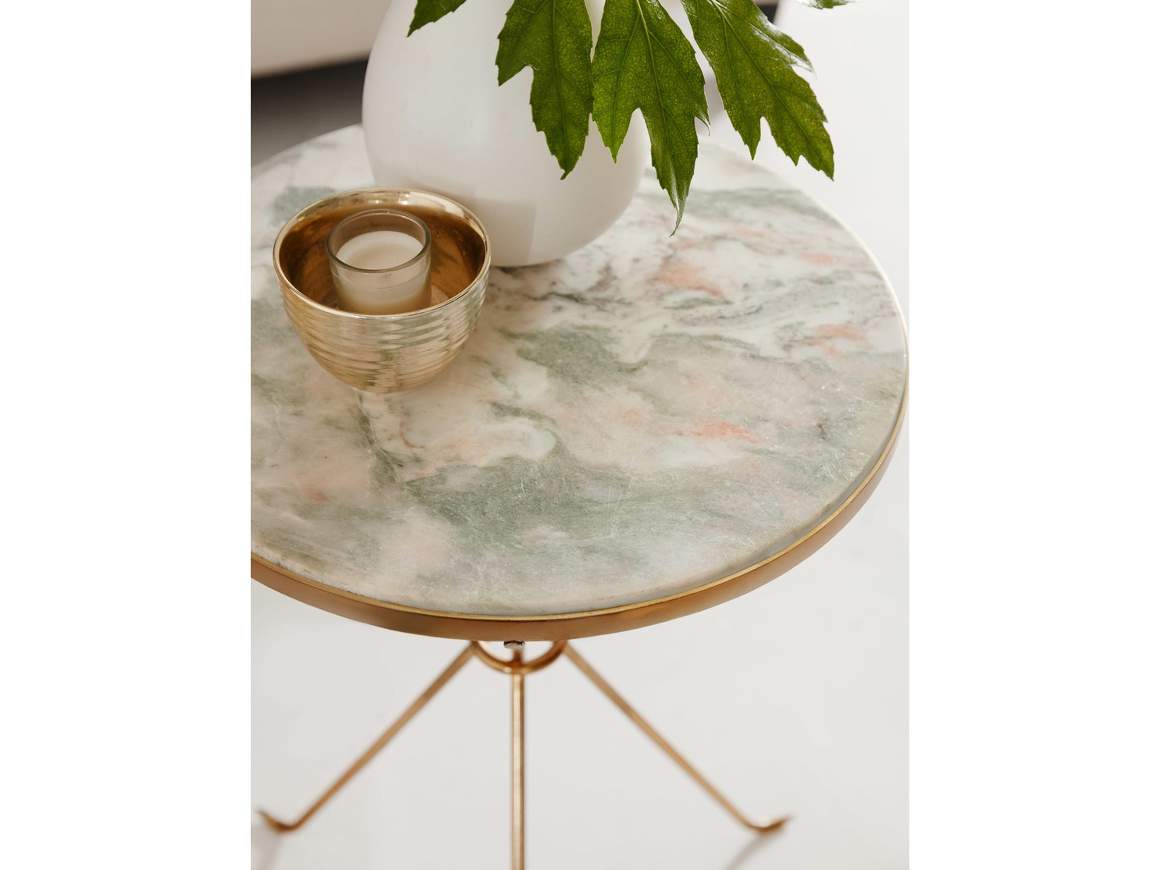 Modern History Home Round Stone End Table