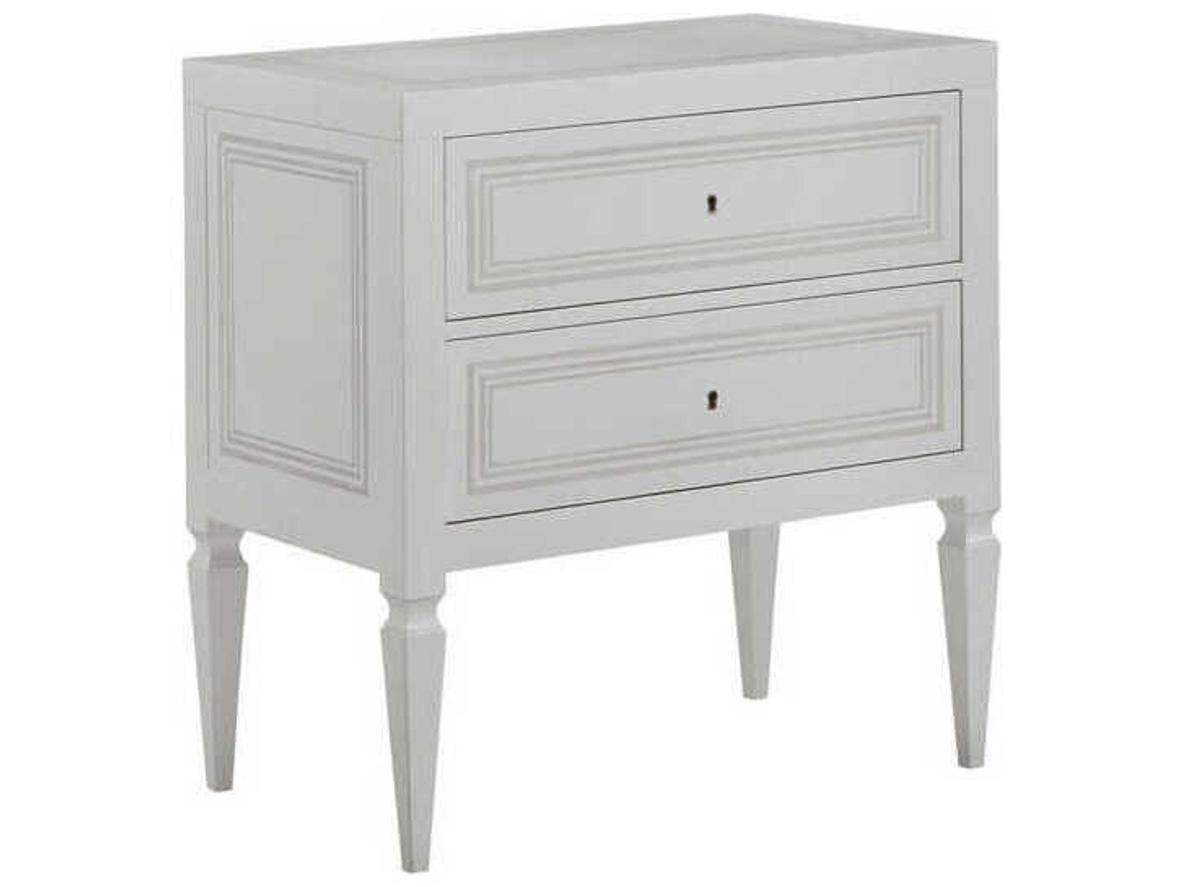 Milan 2-Drawers White Oak Wood Nightstand