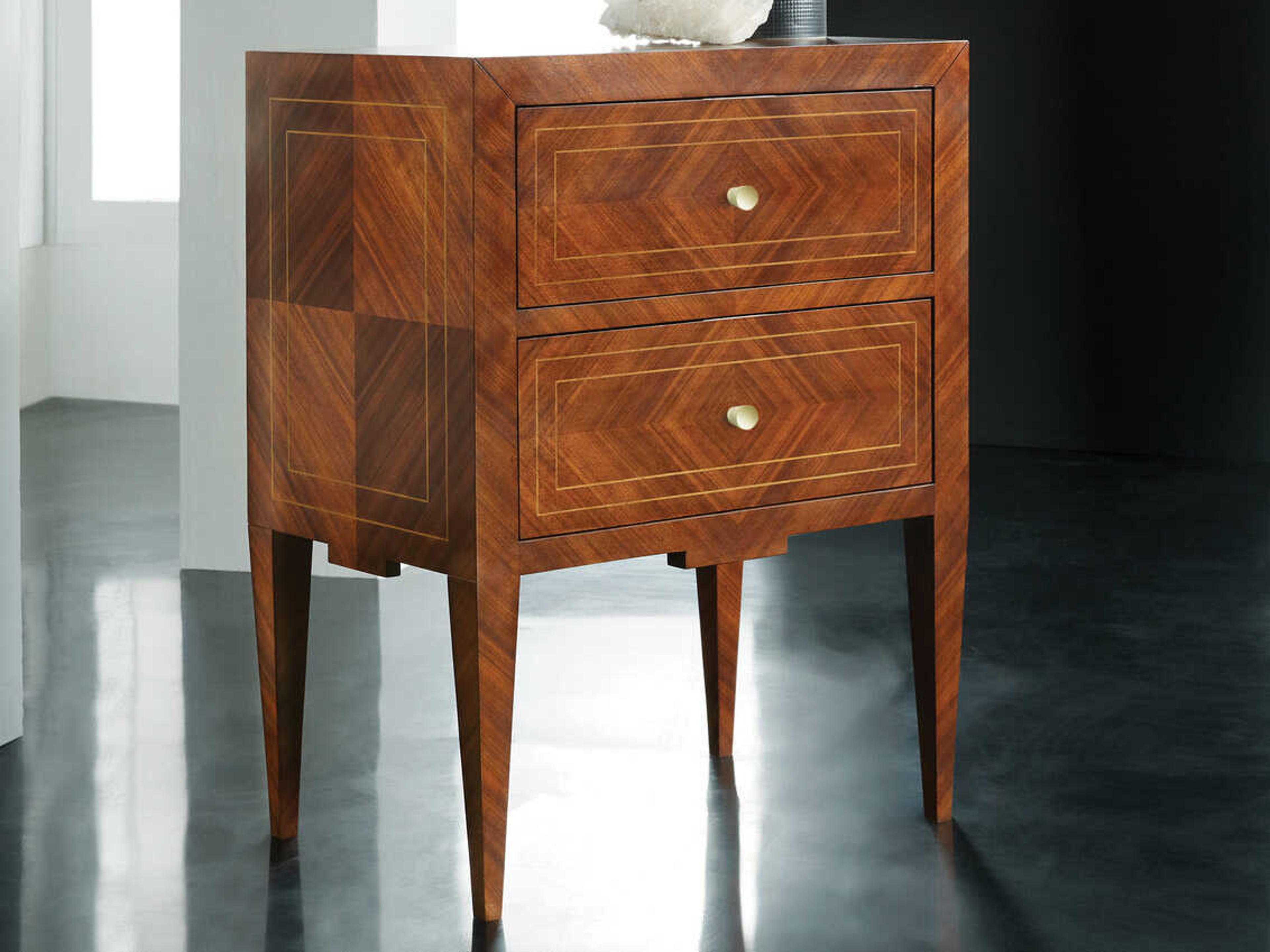 Breganza 2-Drawers Brown Oak Wood Nightstand