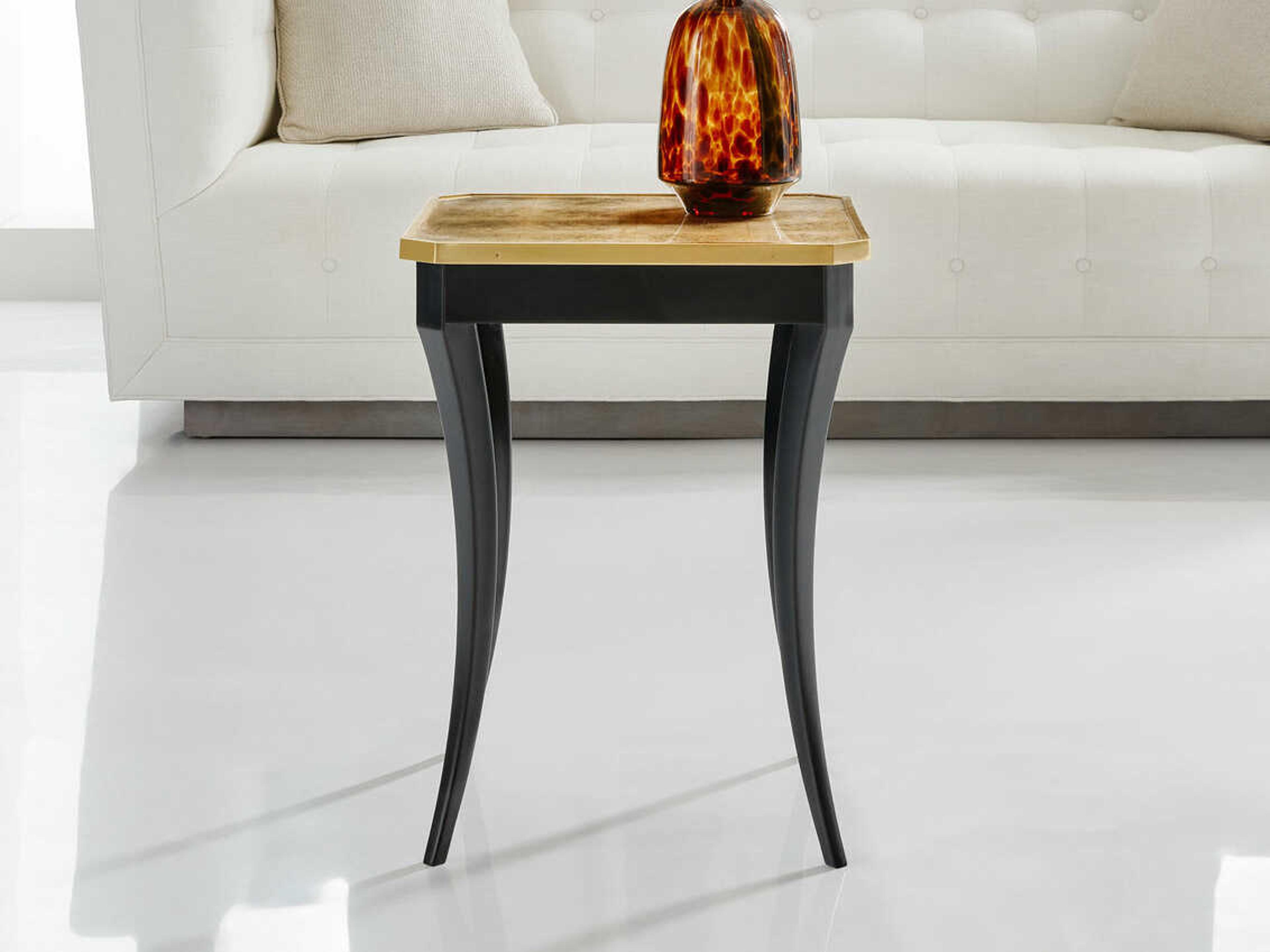 Fontaine Square Mirror Painted Ebony End Table