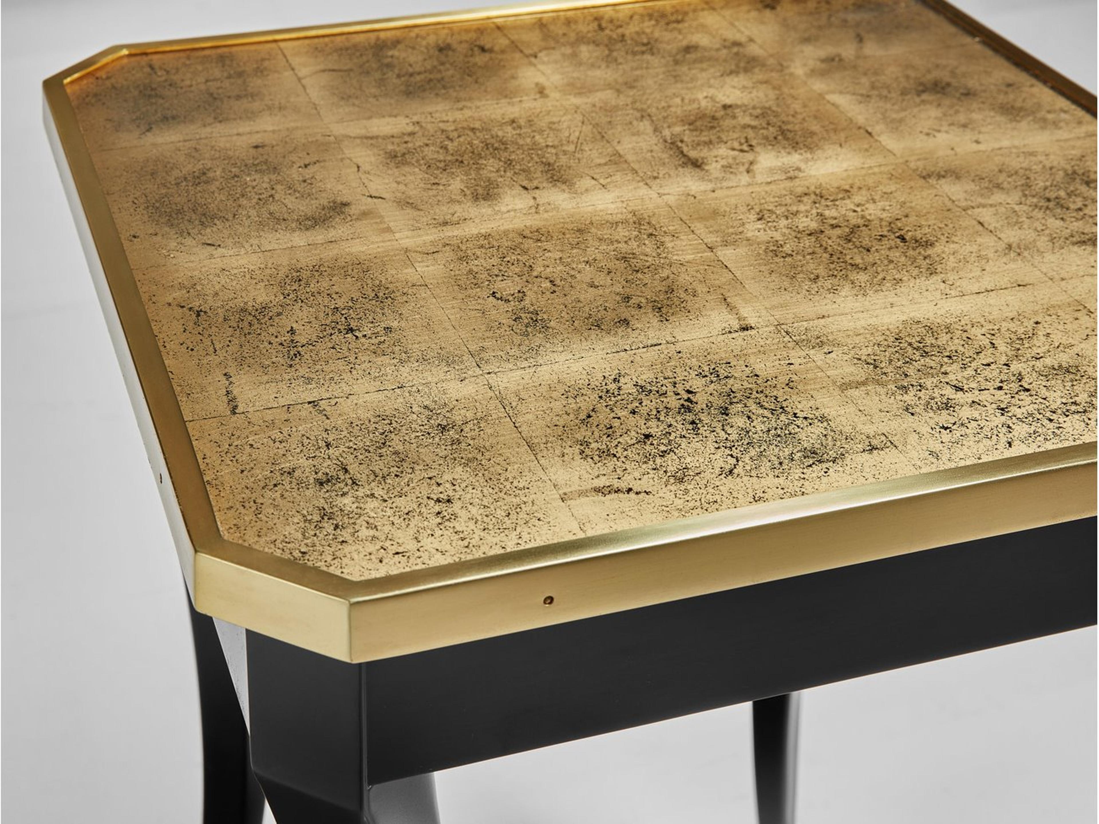 Modern History Home Fontaine Square Mirror Painted Ebony End Table