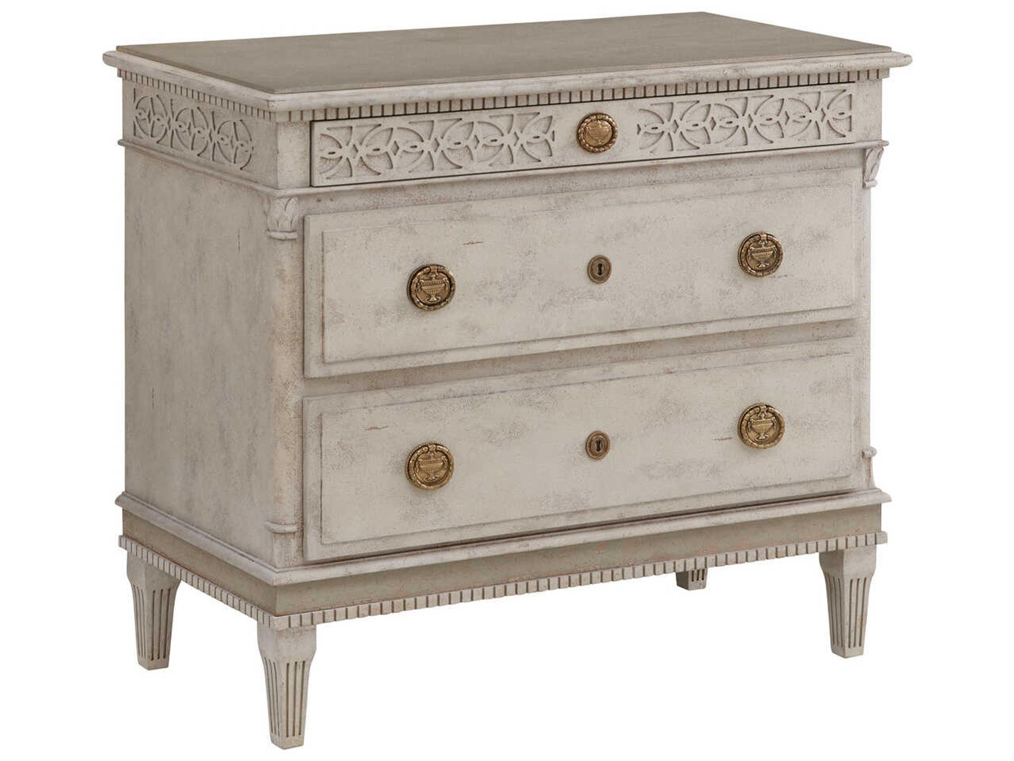 Gustavian 2-Drawers White Nightstand