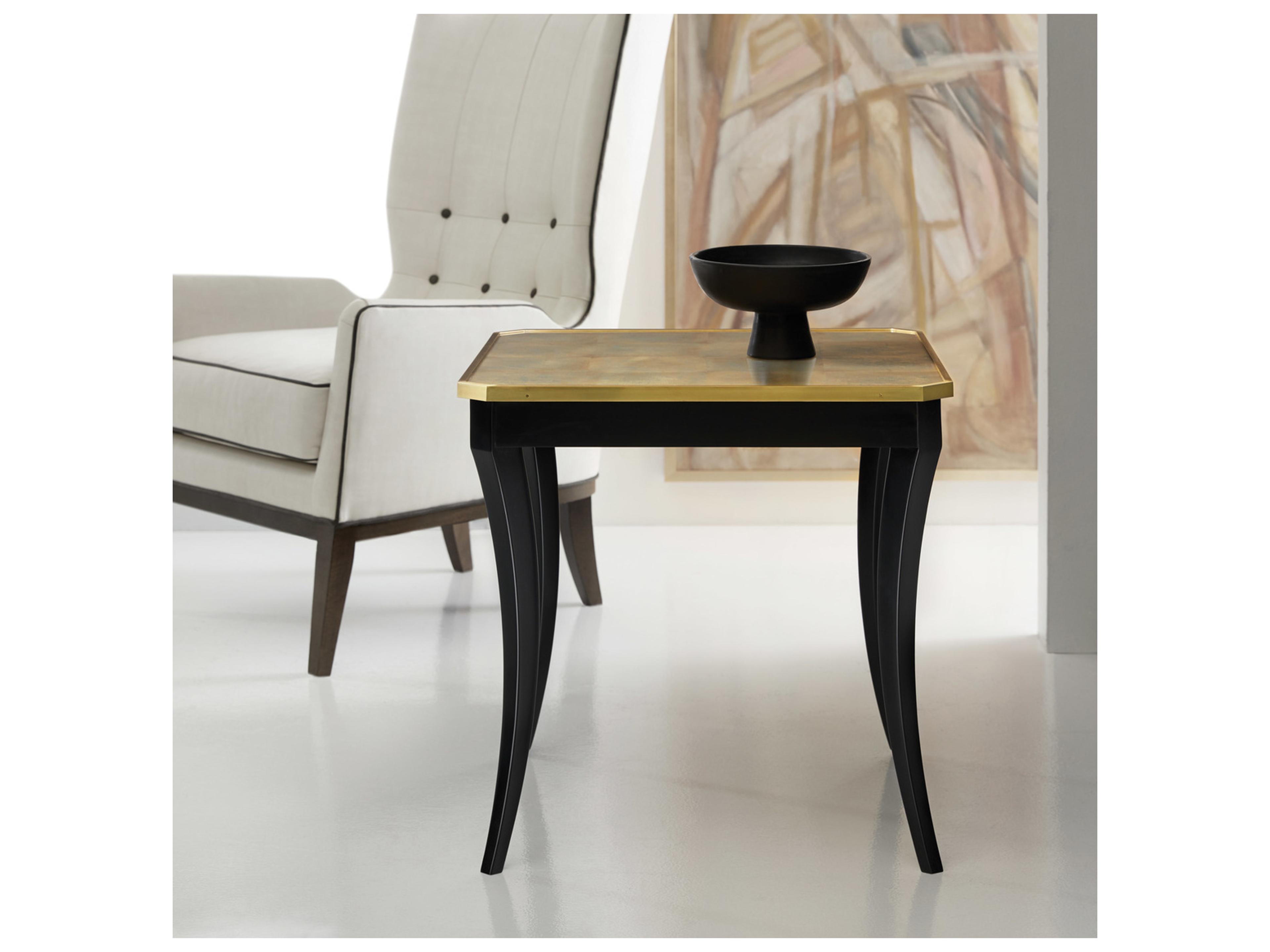 Modern History Home Fontaine Square Mirror Ebony Painted End Table