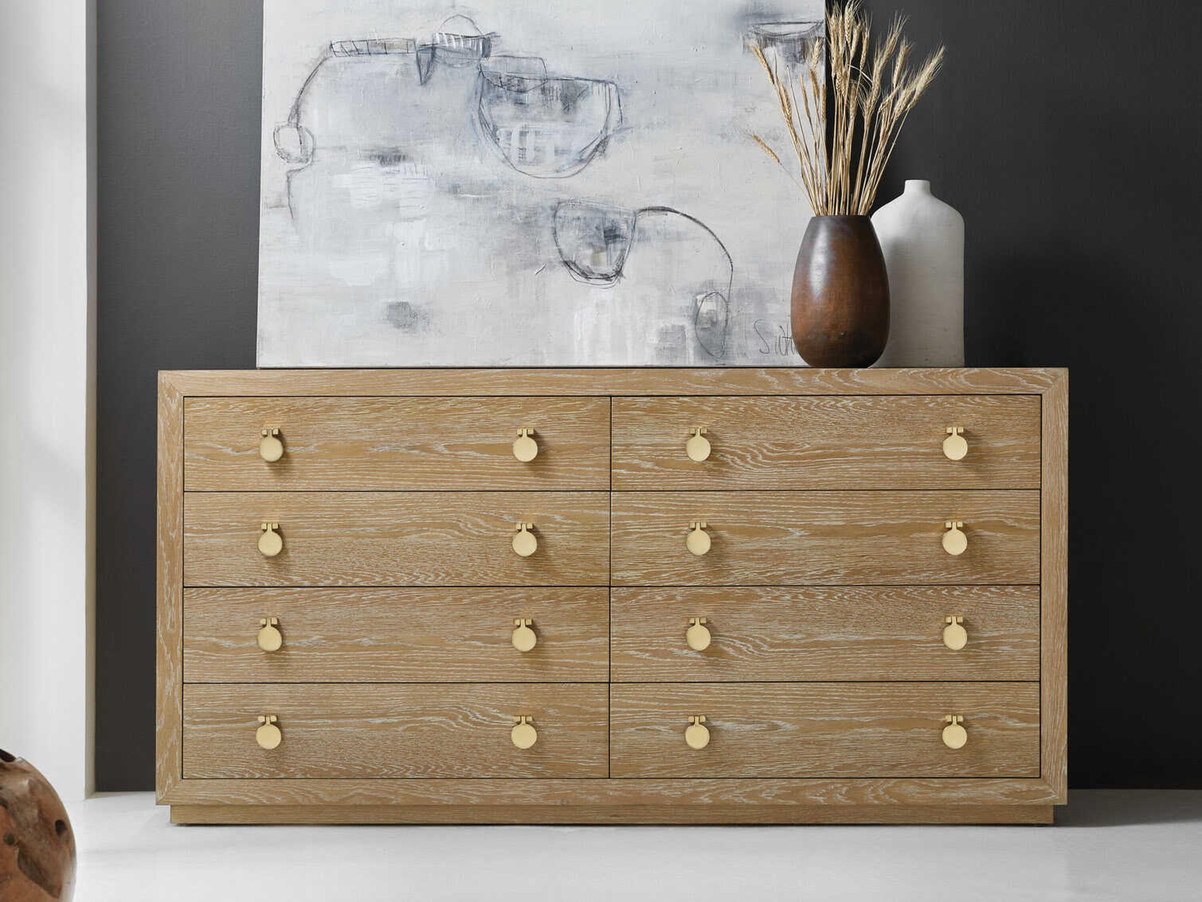 Mirage Beige Oak Wood Double Dresser