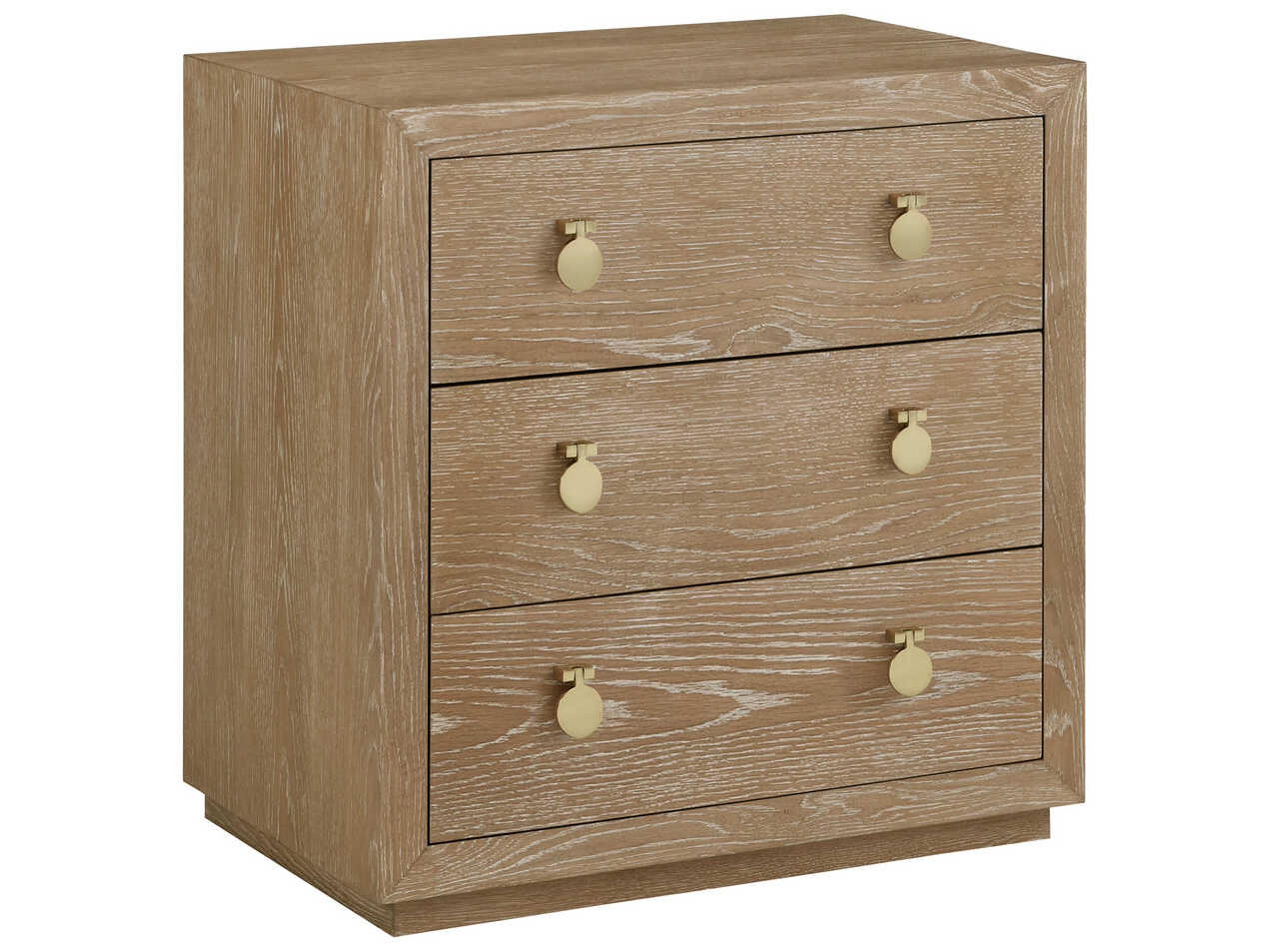 Mirage 3-Drawers Beige Oak Wood Nightstand