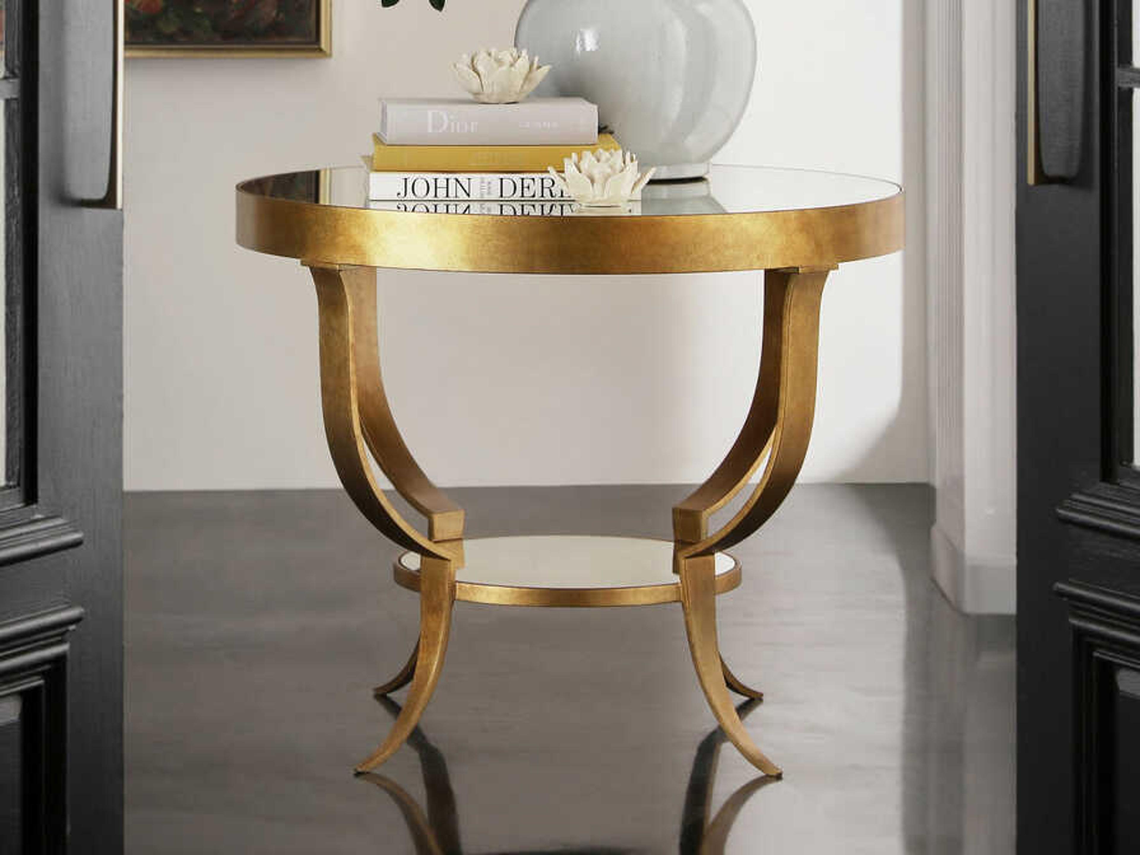 Gueridon Round Mirror End Table
