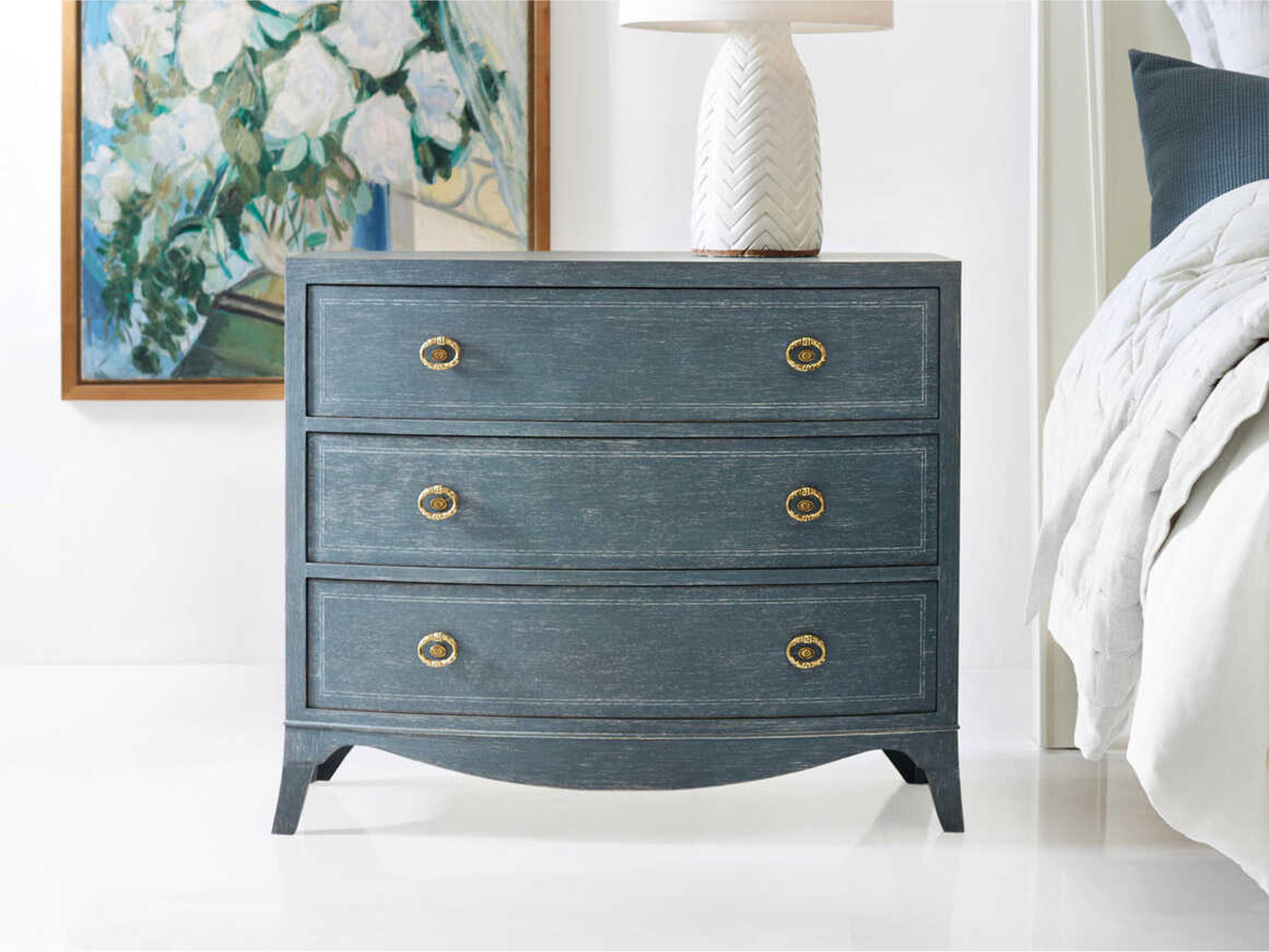 Arundel 3-Drawers Blue Oak Wood Nightstand