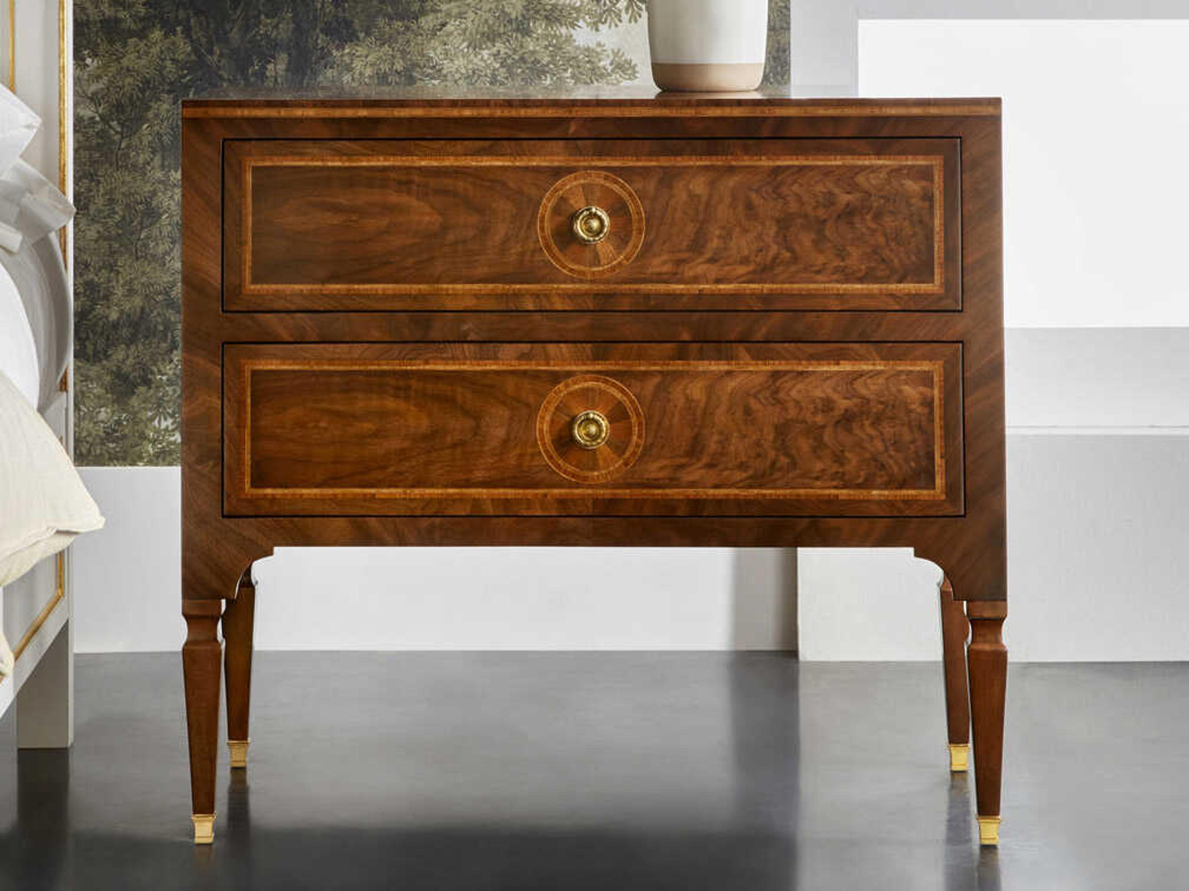 Parma 2-Drawers Brown Walnut Wood Nightstand