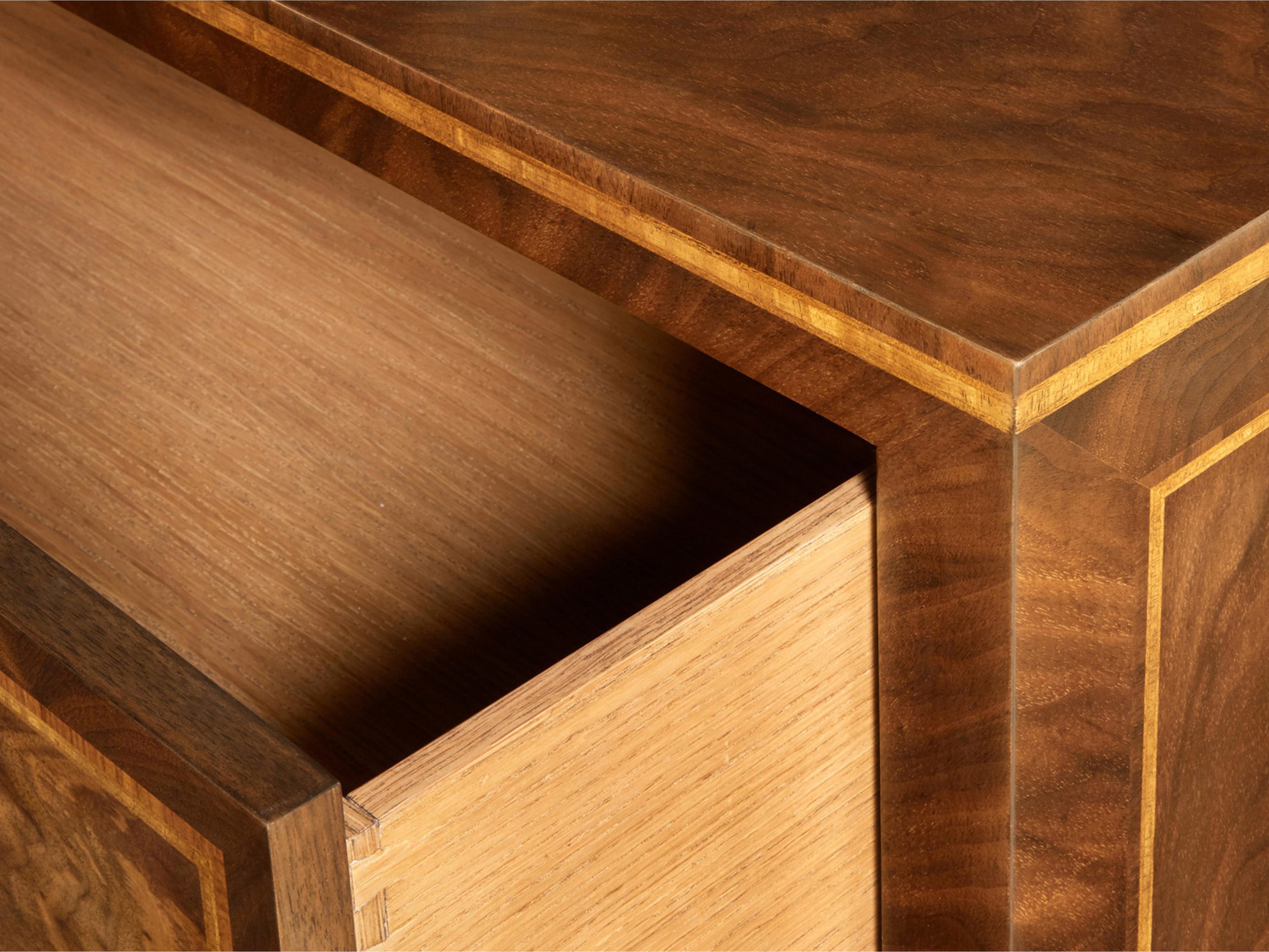 Modern History Home Parma 2-Drawers Brown Walnut Wood Nightstand