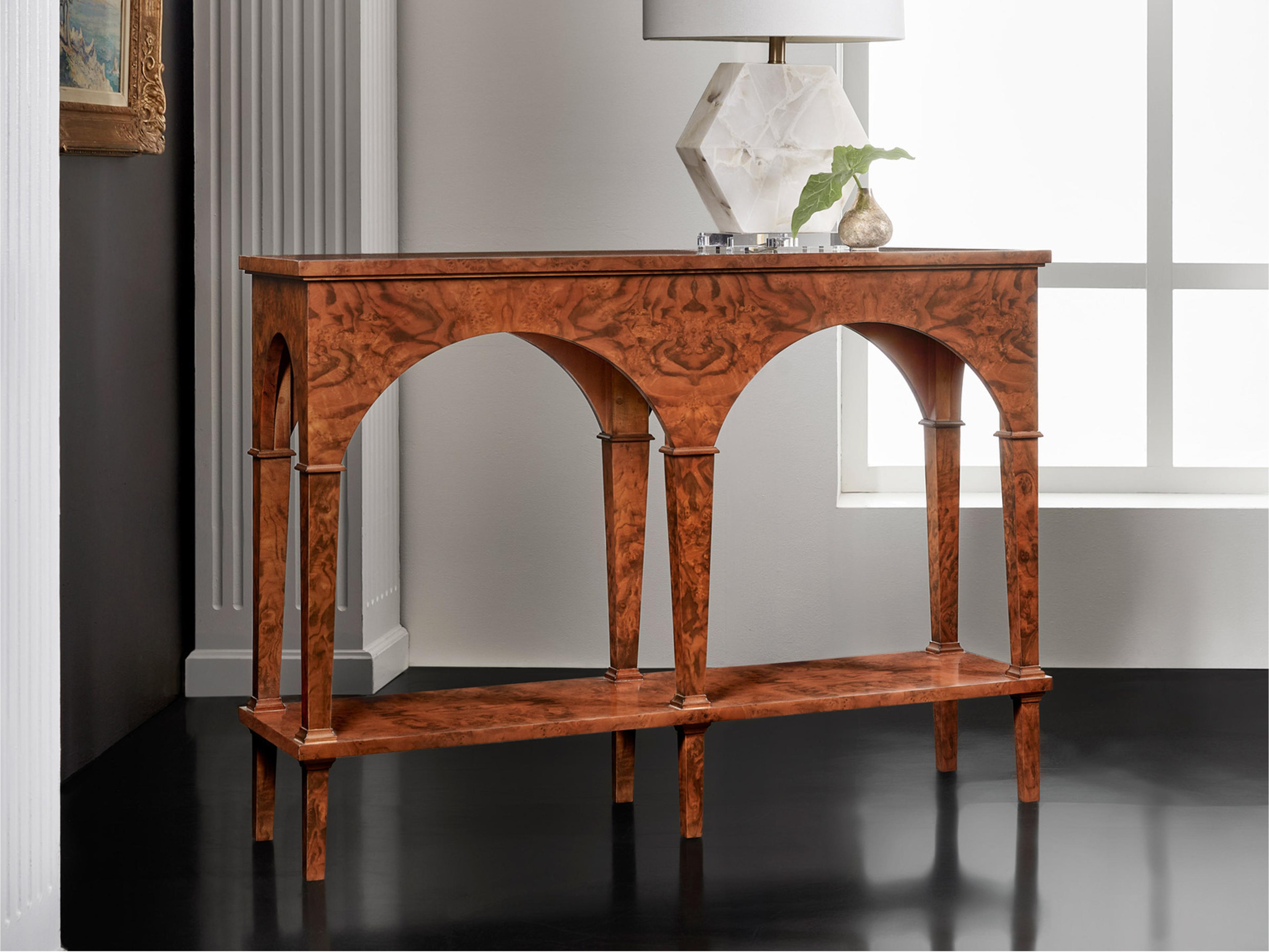 Modern History Home Triomphe Double Arch Rectangular Wood Console Table