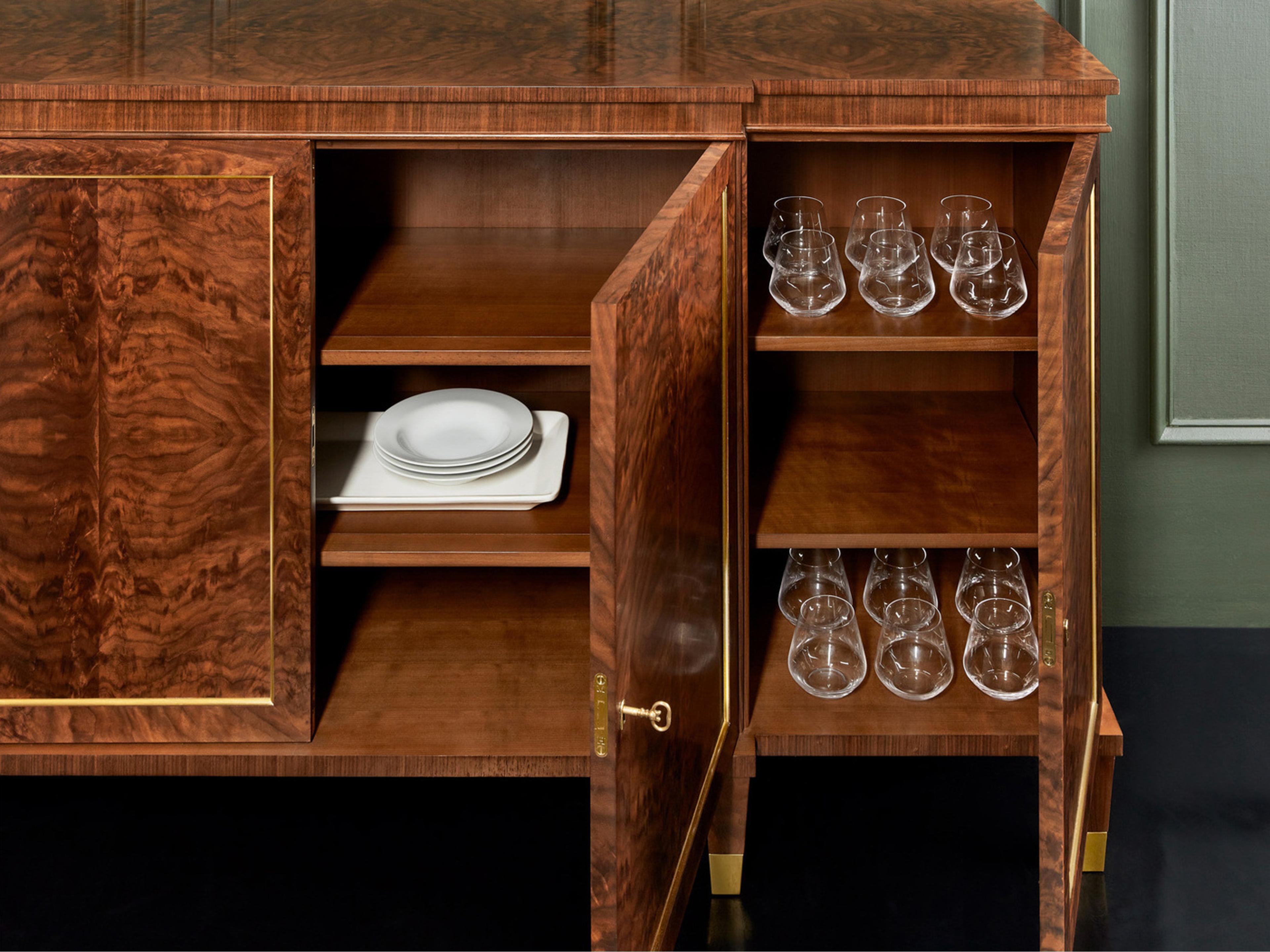 Modern History Home 76" Walnut Wood Breakfast Cabinet