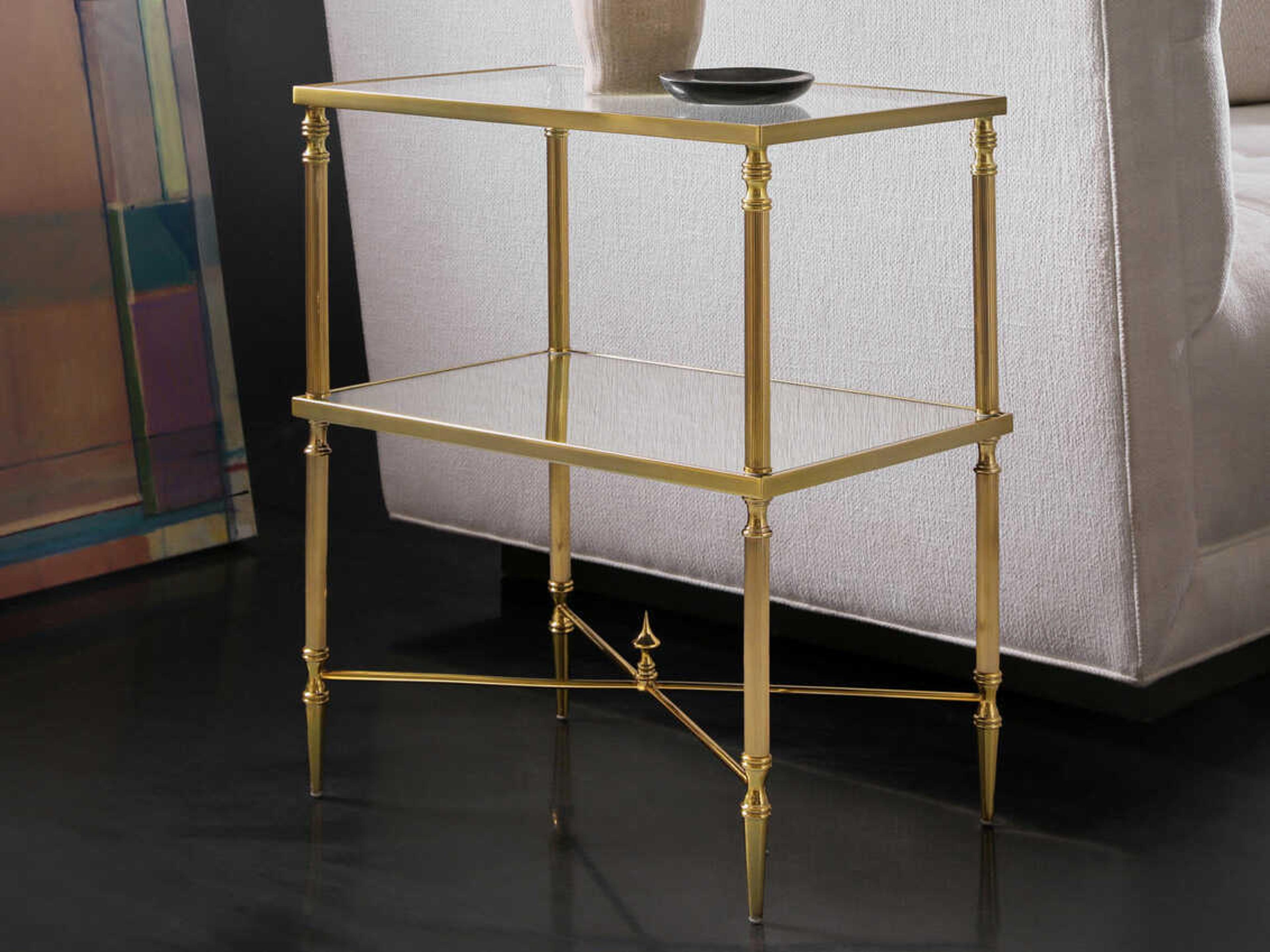 Rectangular Glass Pvd Brass End Table