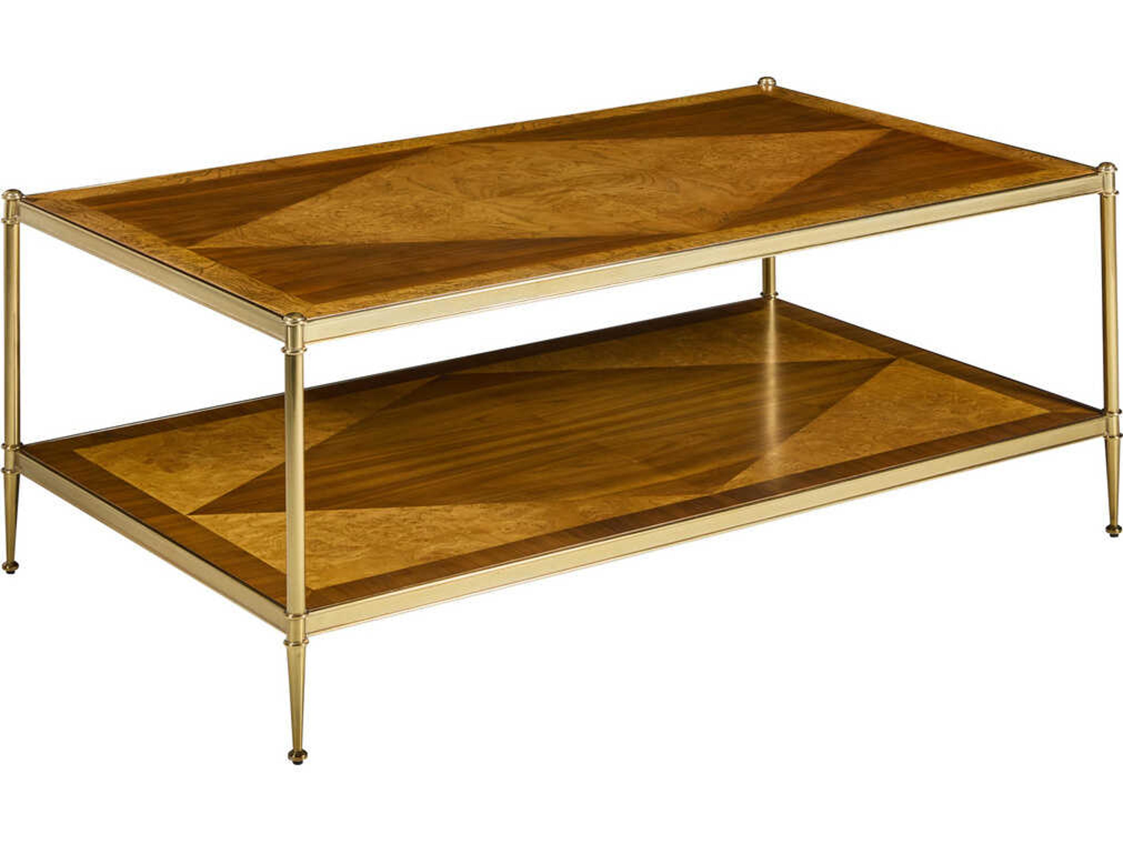 Oak Burl & Walnut Rectangular Wood Coffee Table