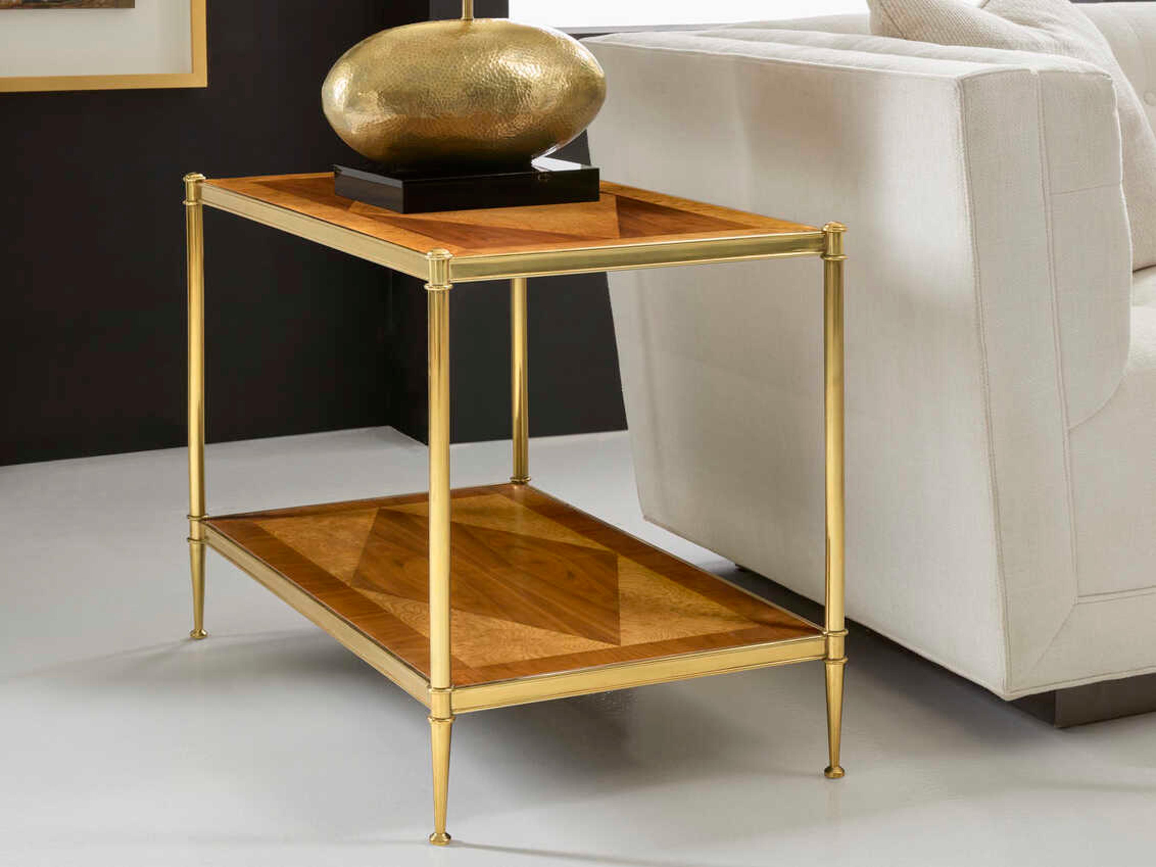 Modern History Home Oak Burl & Walnut Rectangular Wood End Table