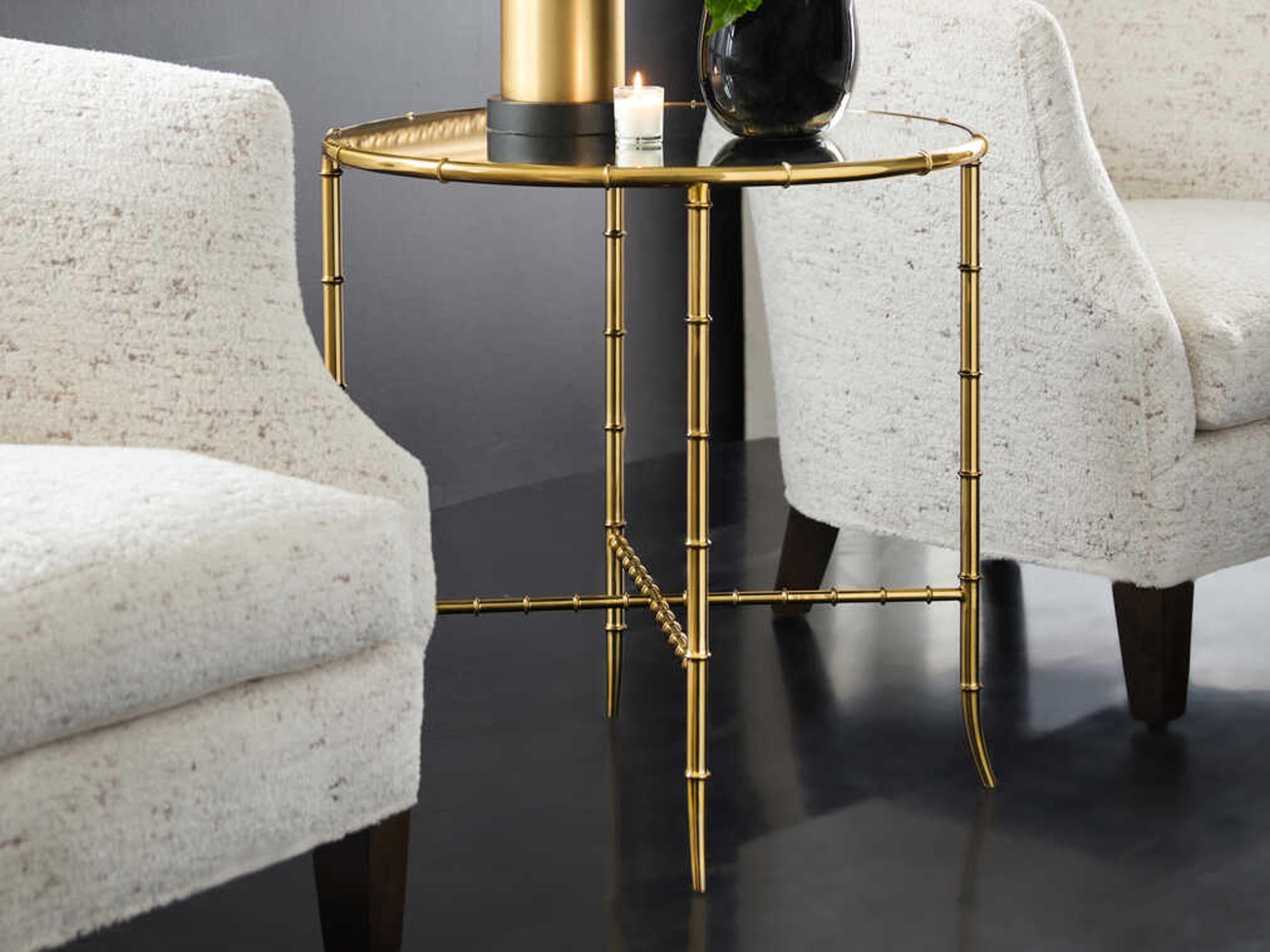 Round Mirror Pvd Brass End Table