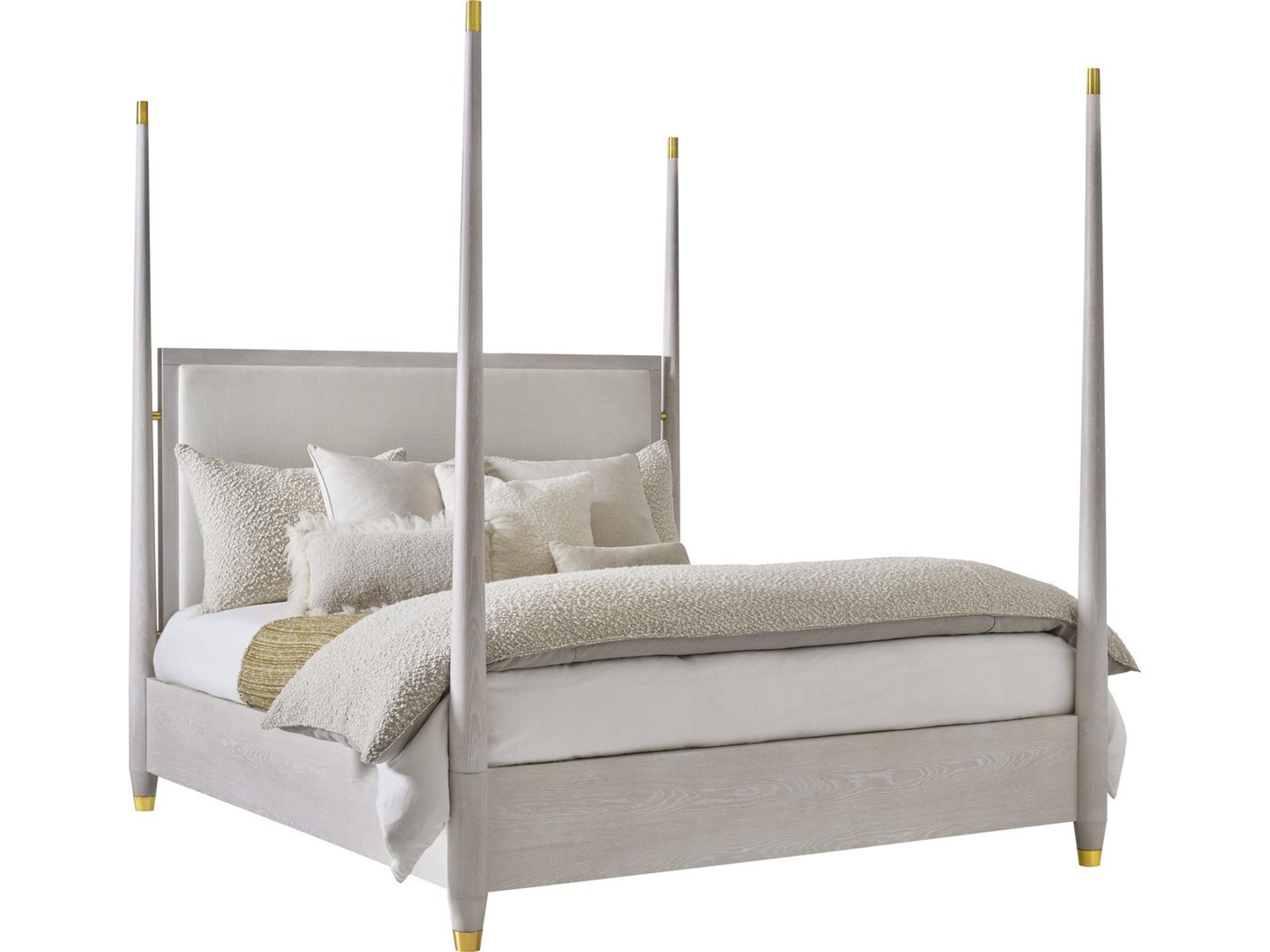 Concourde Gray Upholstered King Poster Bed