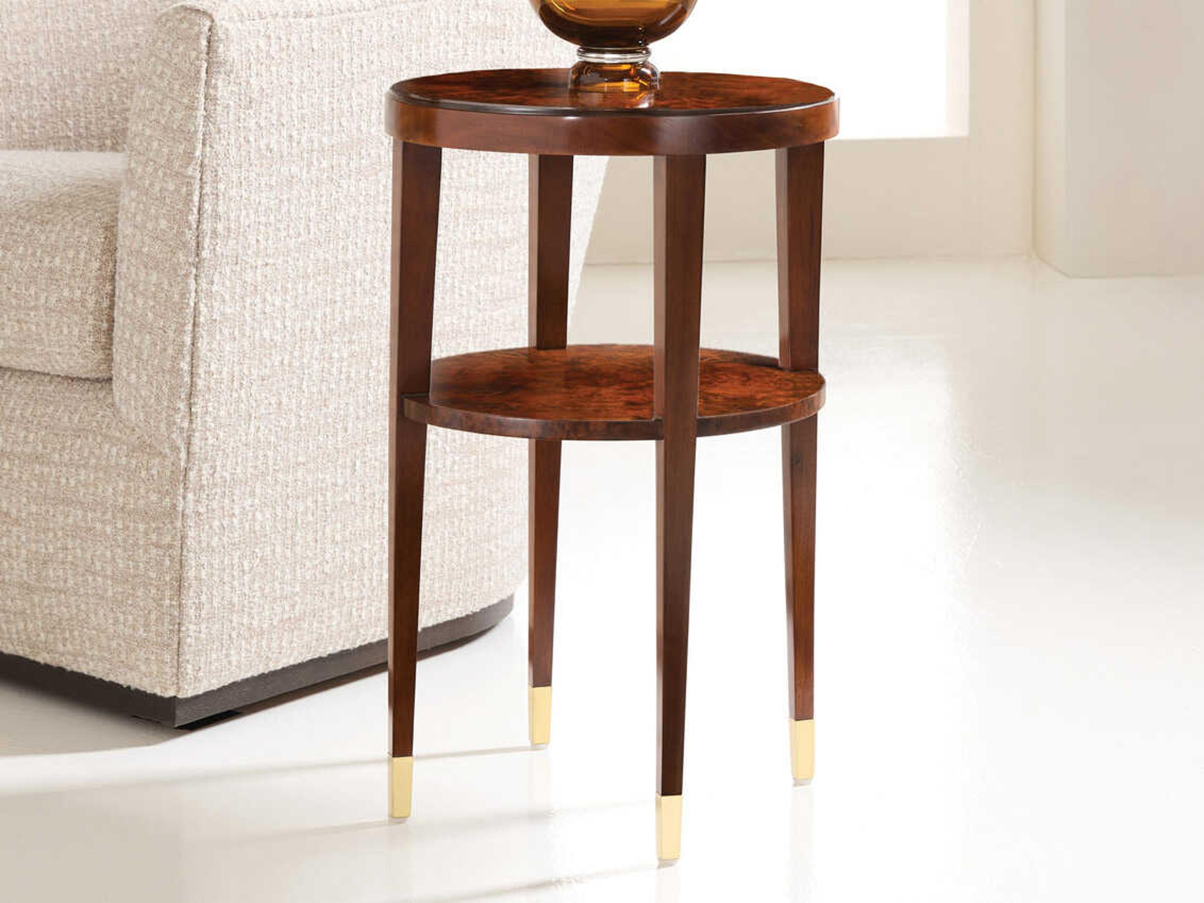 Langford Round Wood Walnut Burl End Table