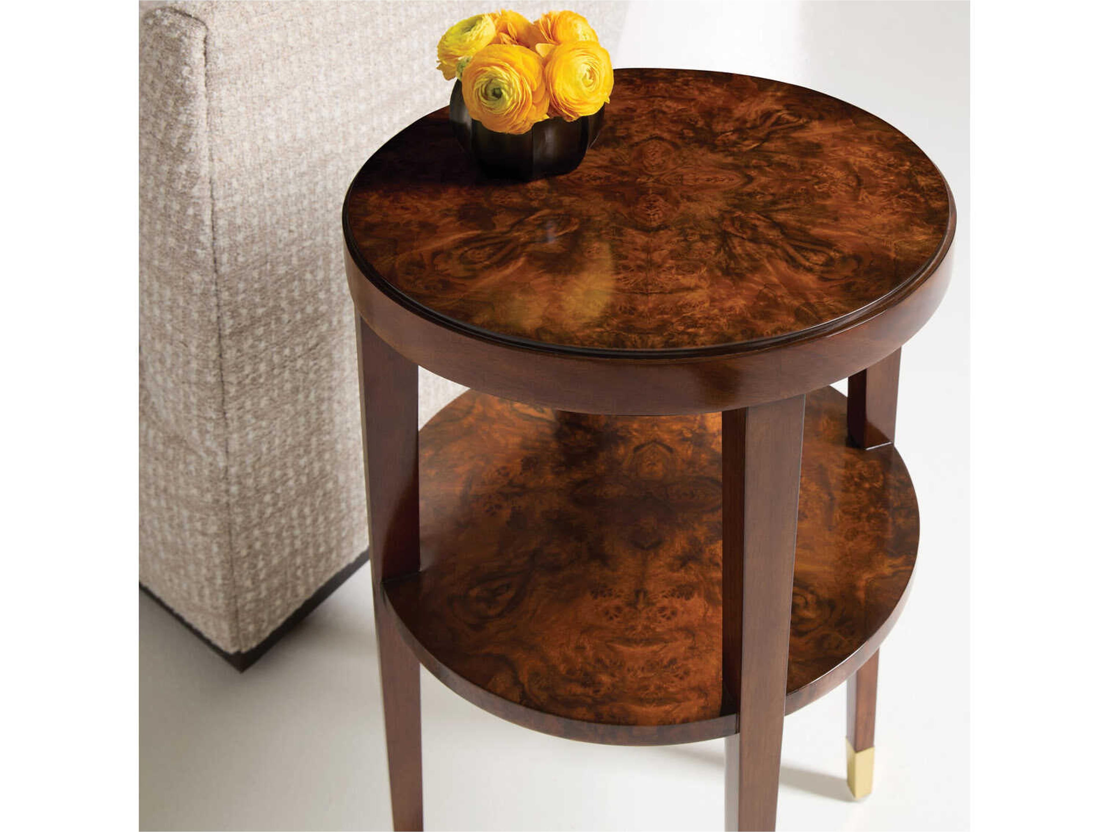 Modern History Home Langford Round Wood Walnut Burl End Table