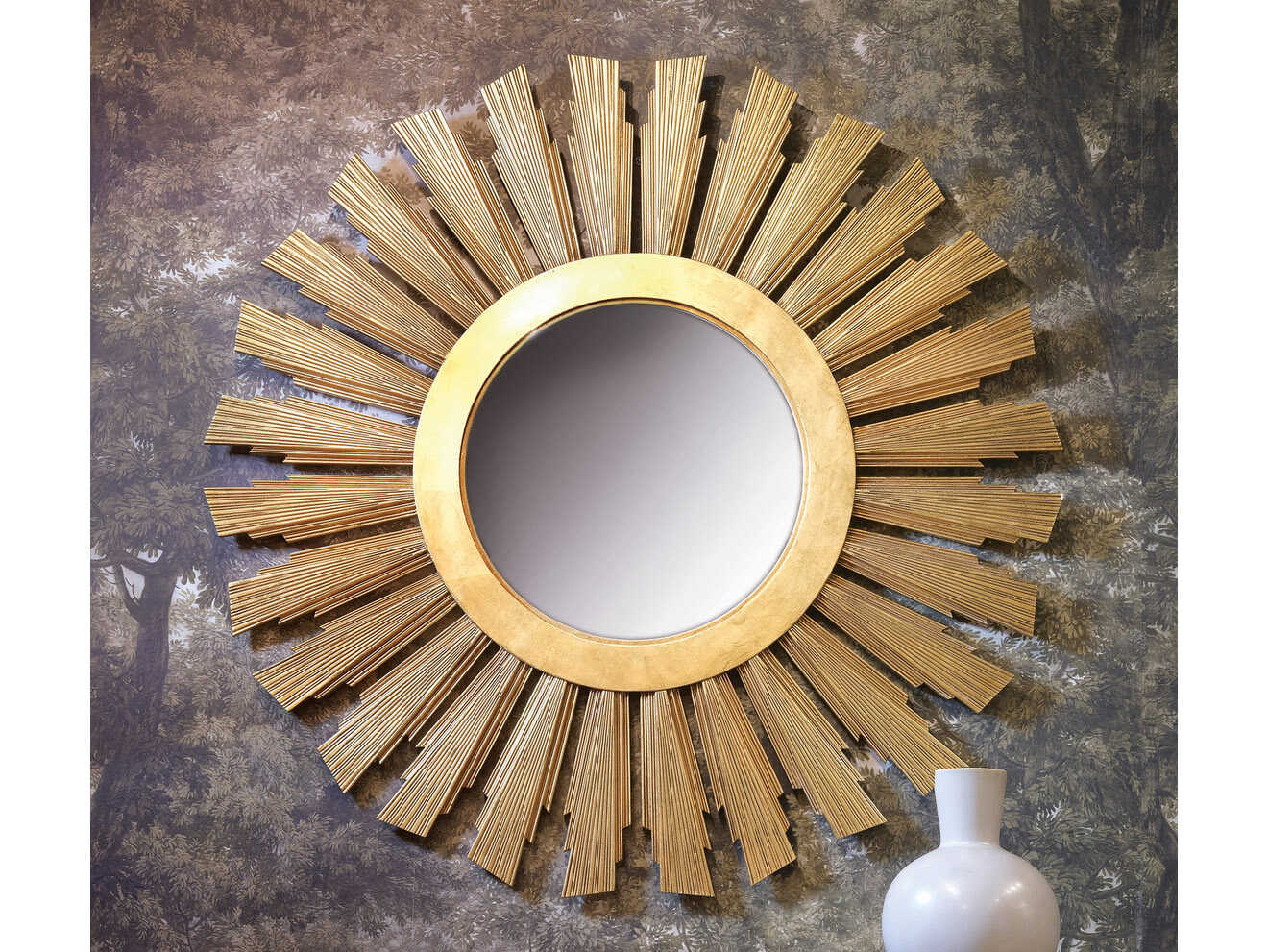Antique Gold Sunburst Wall Mirror