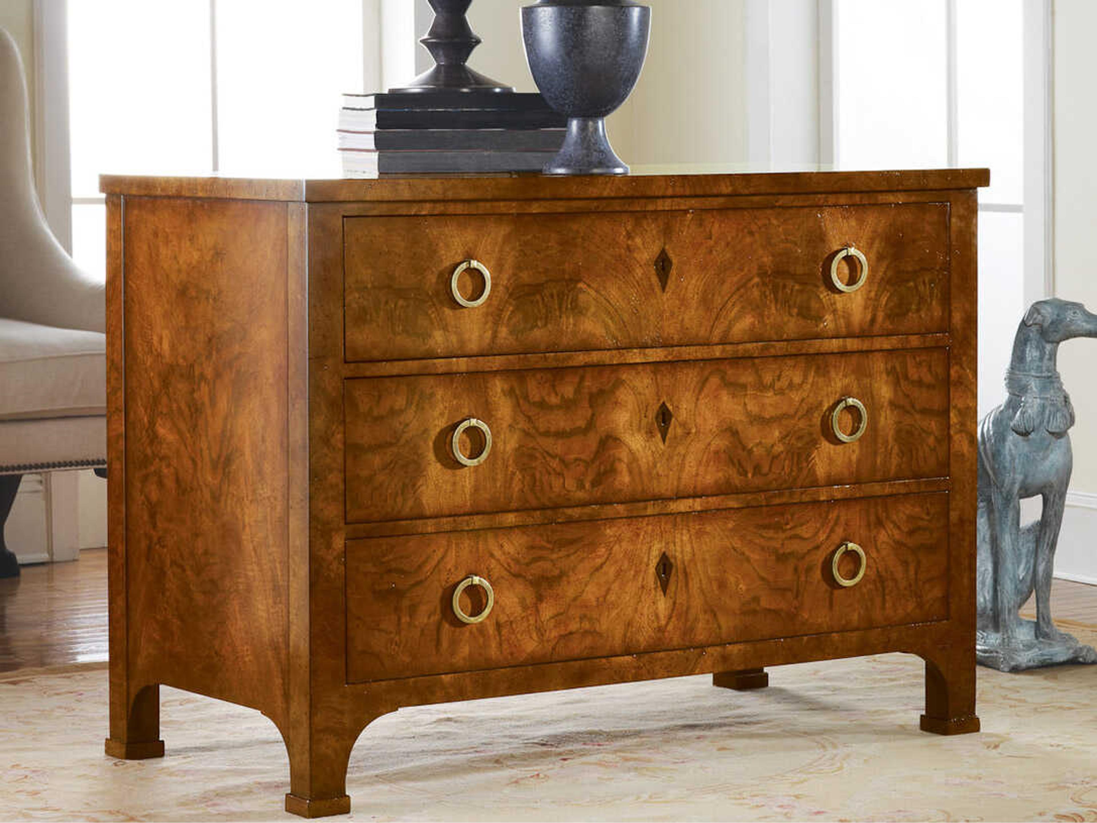 3-Drawers Brown Walnut Wood Dresser