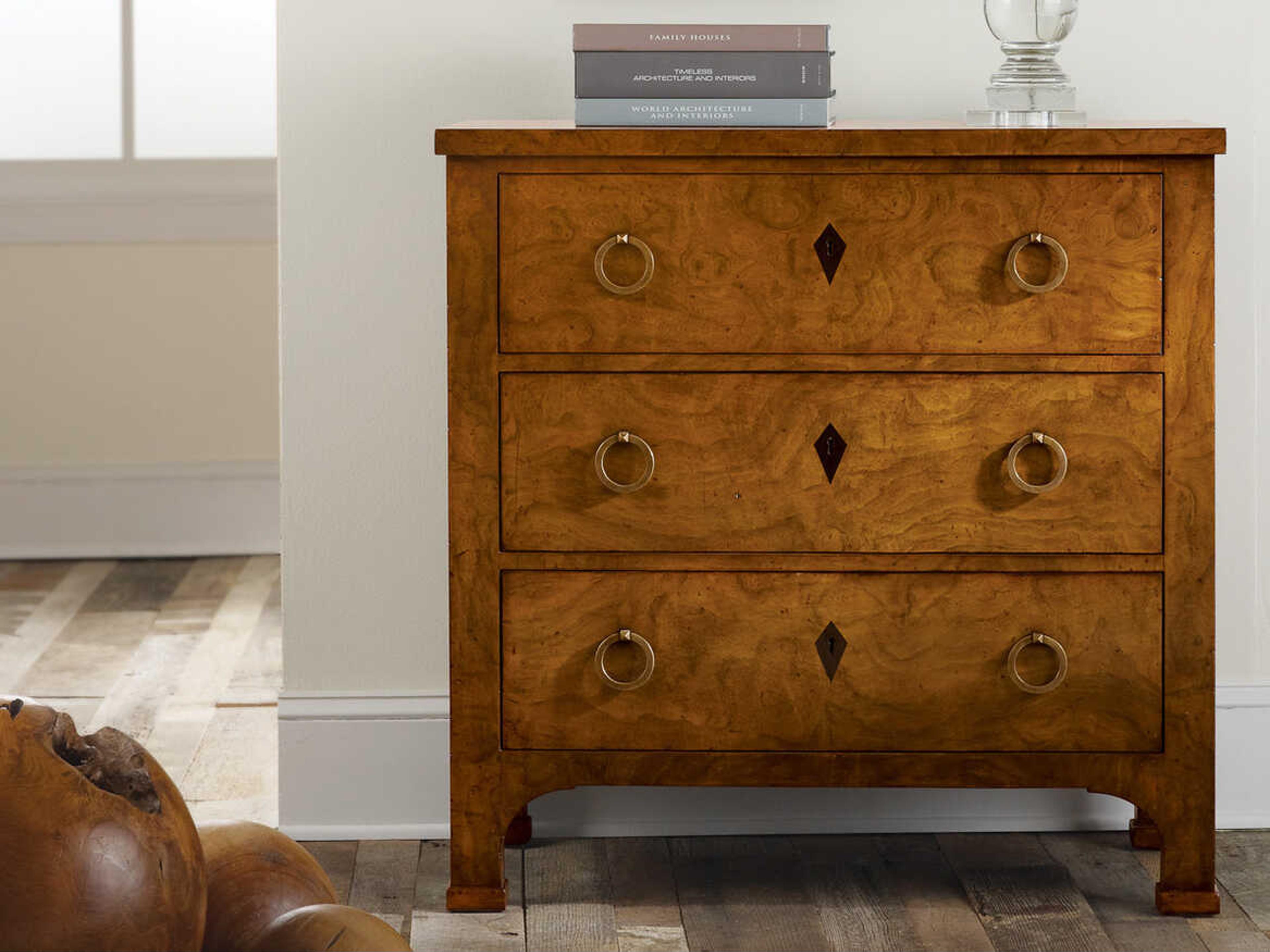 Continental 3-Drawers Brown Walnut Wood Nightstand