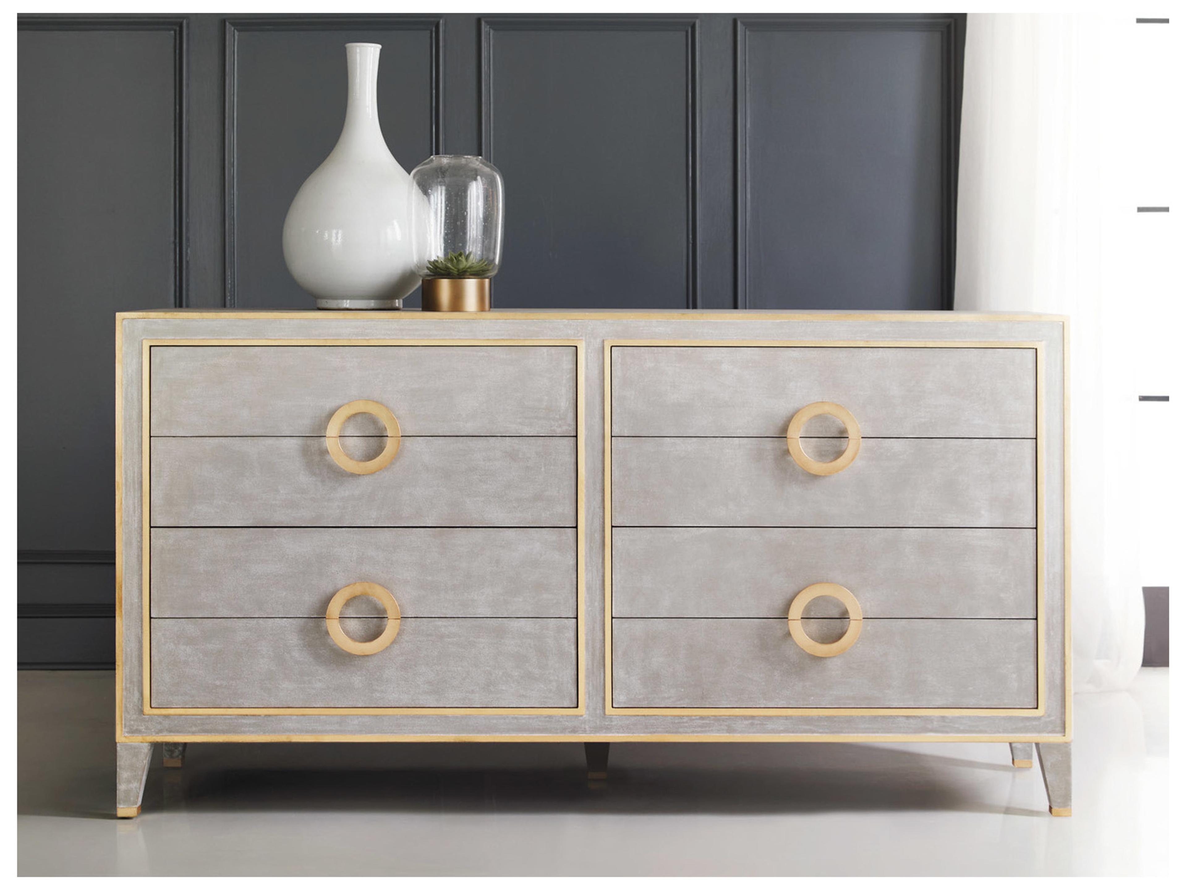 Modern History Home Abstract 4-Drawers Gray Double Dresser