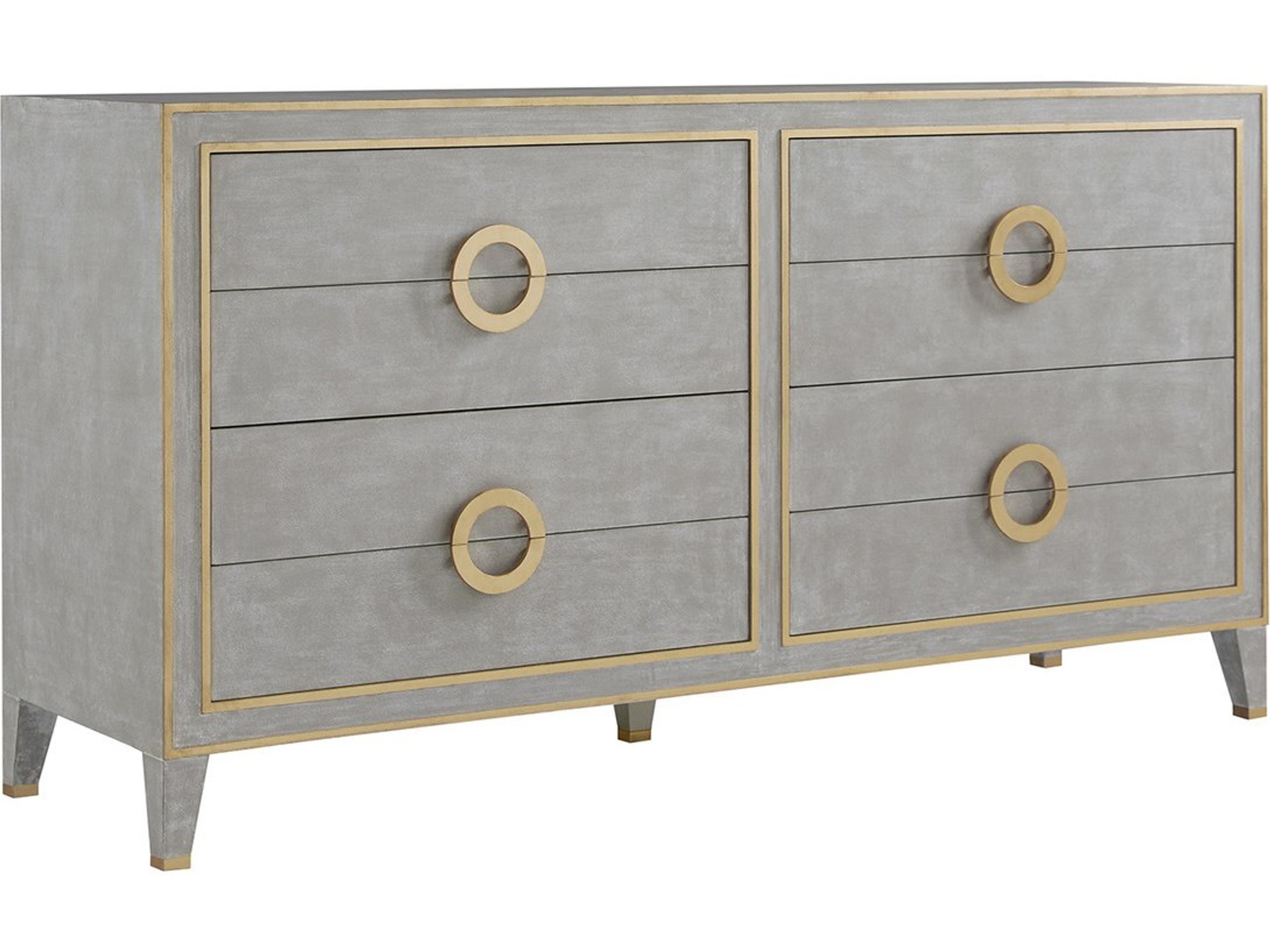 Abstract 4-Drawers Gray Double Dresser