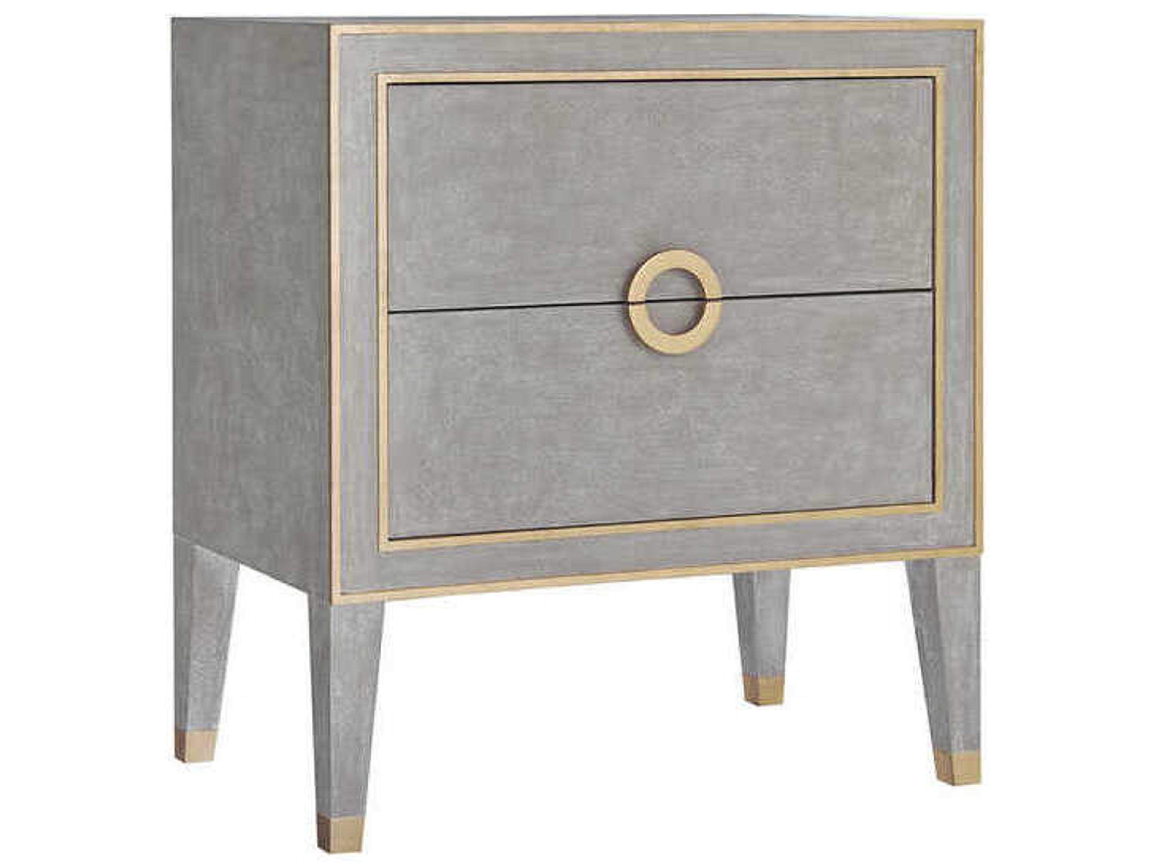 Retro 2-Drawers Gray Nightstand