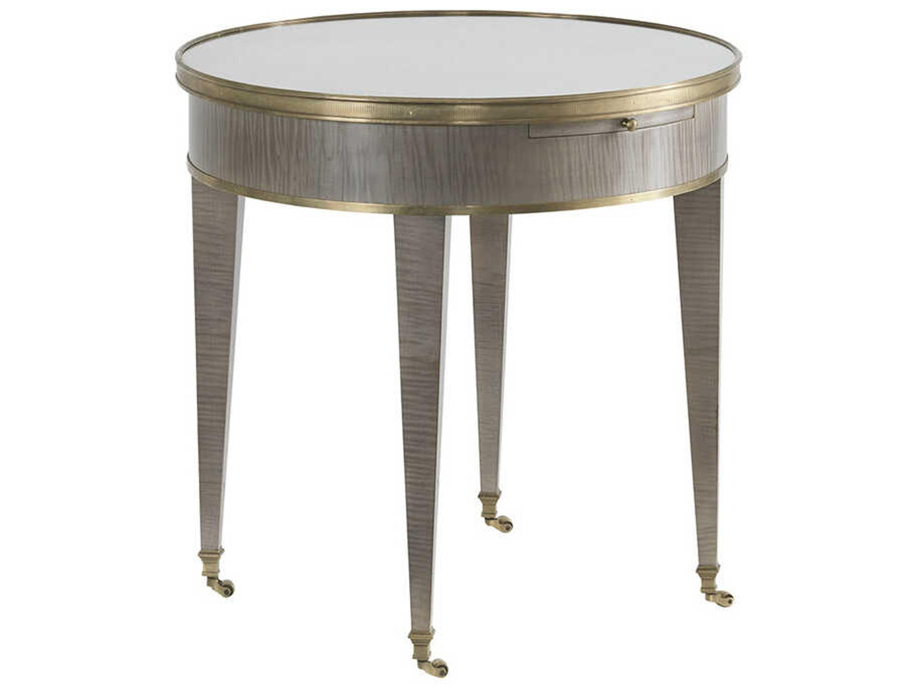 Tuxedo Round Mirror Grey Sycamore End Table