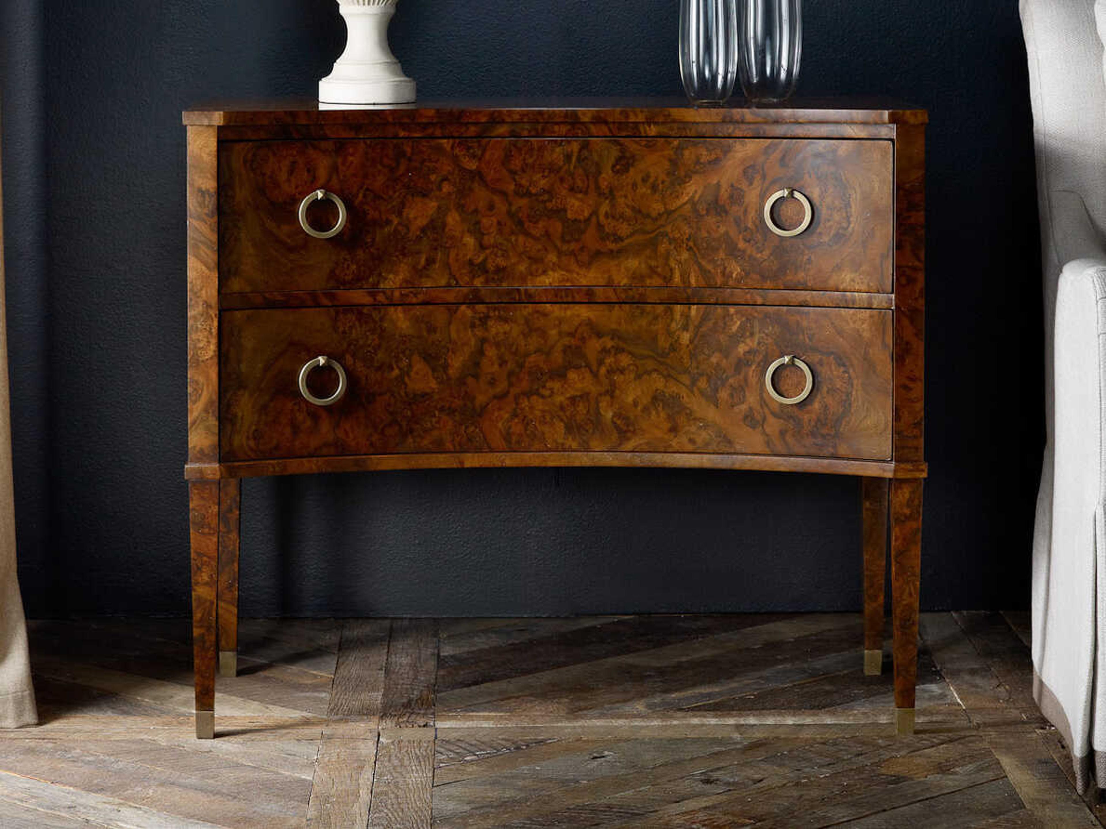Concave Brown Walnut Wood Accent Chest
