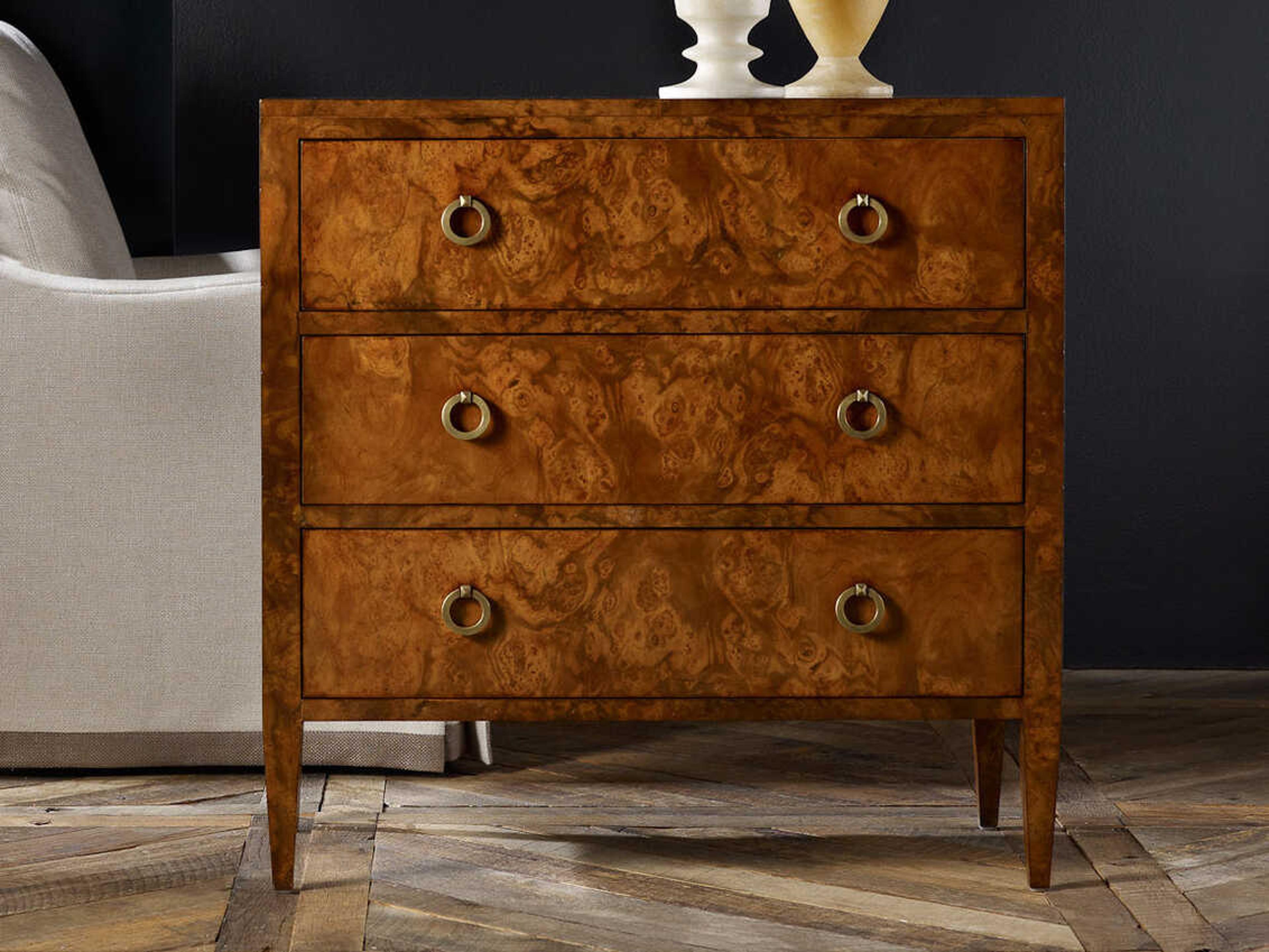 Concave Brown Walnut Wood Accent Chest