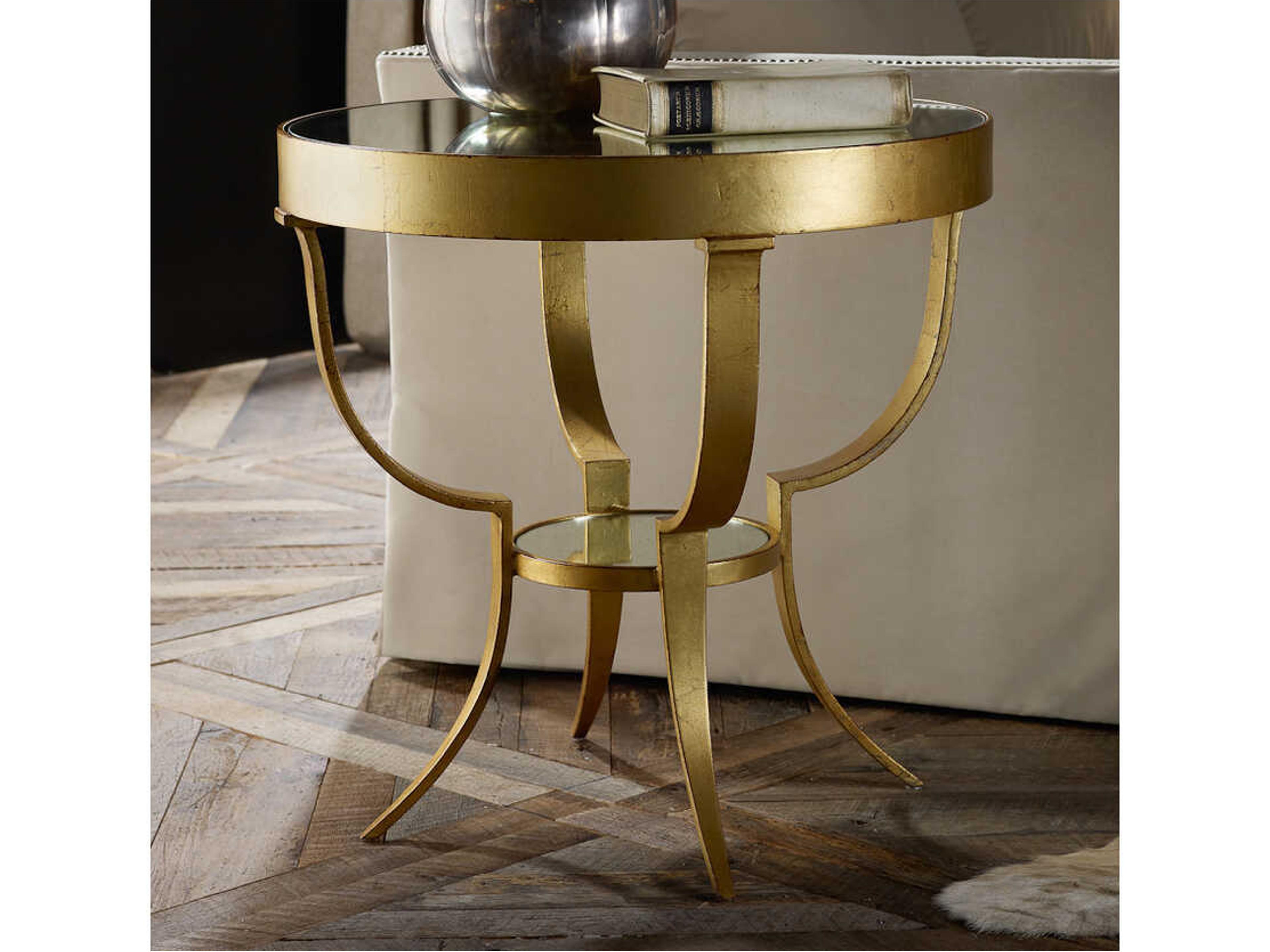 Gueridon Round Mirror End Table