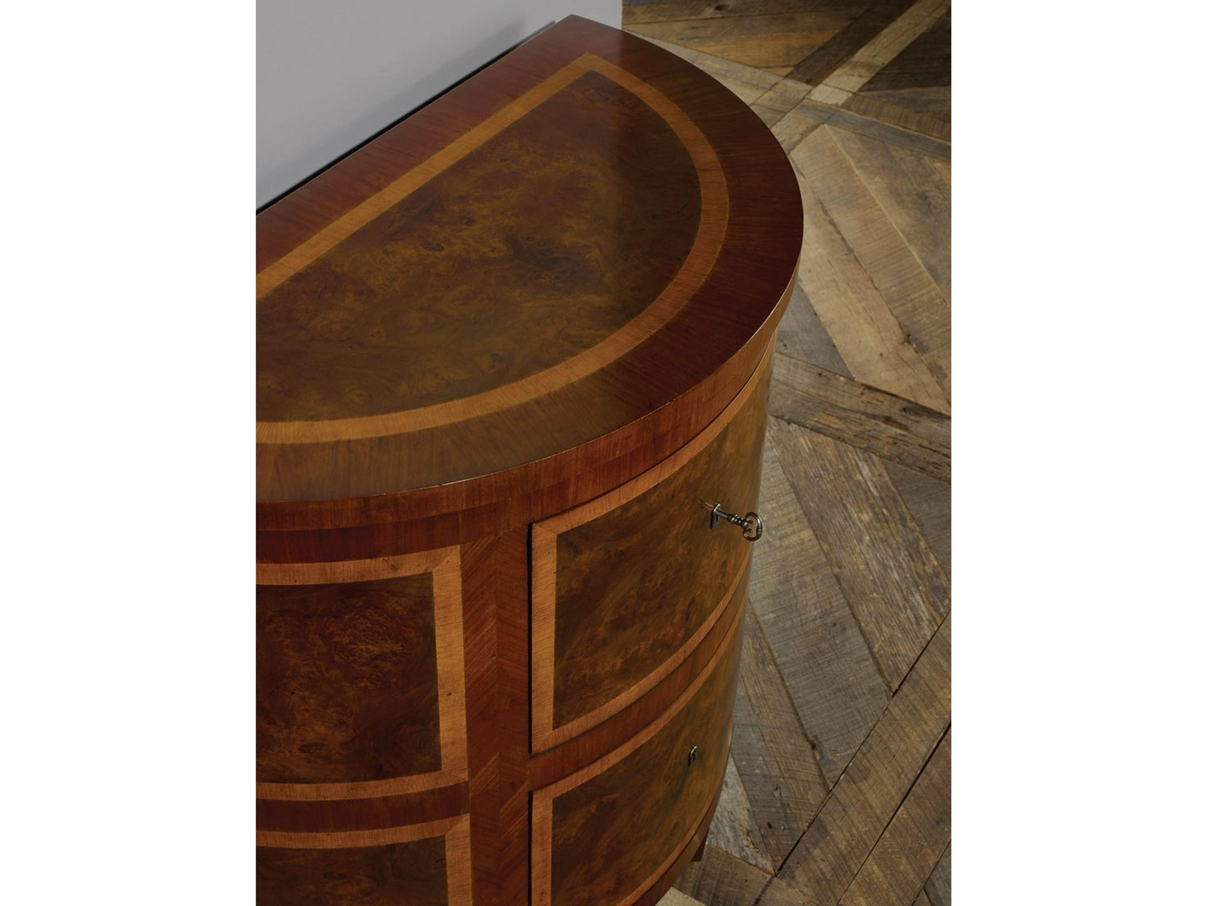 Modern History Home Inlaid Demilune Wood Console Table