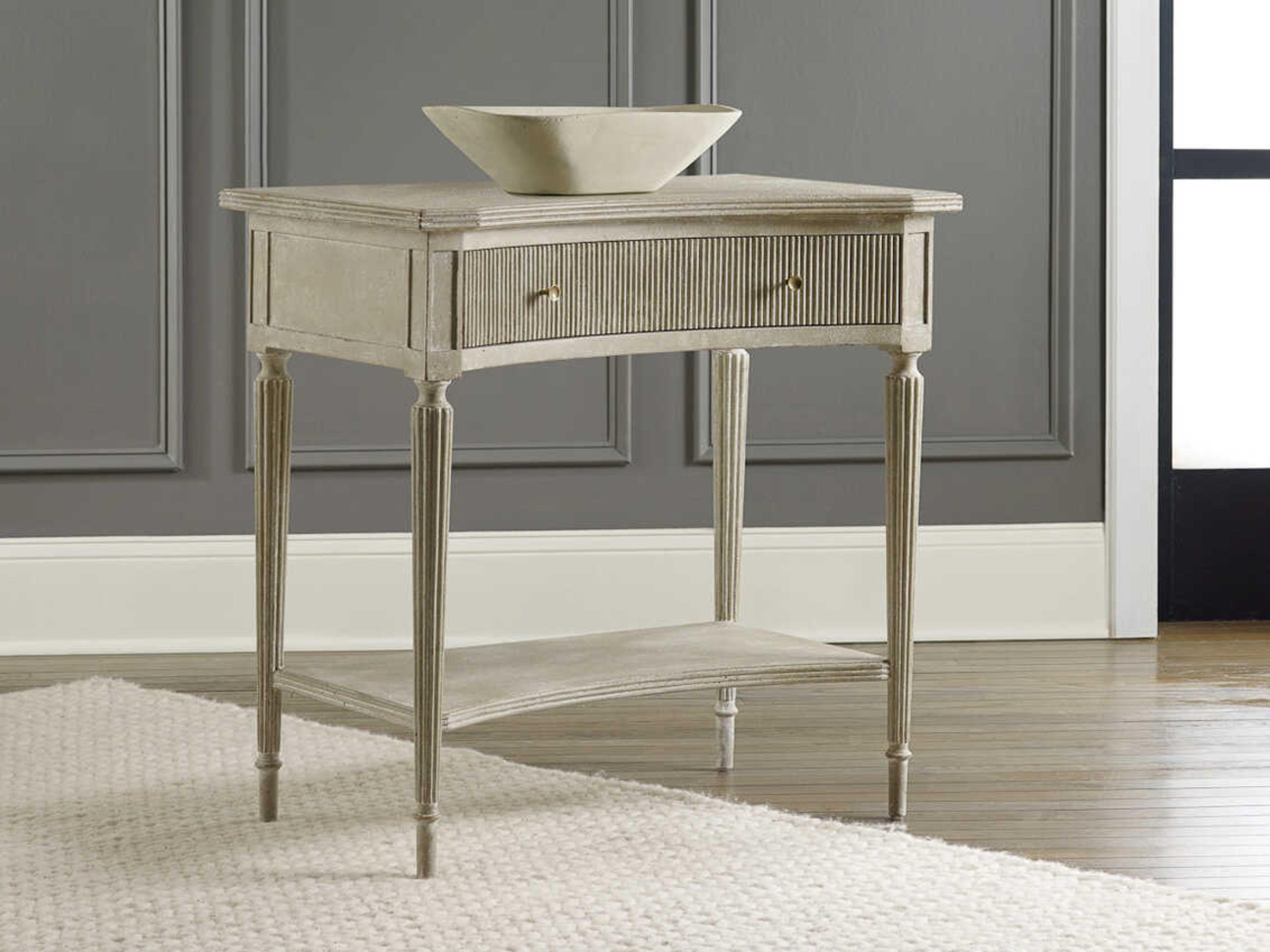 Ribbed 1-Drawer Gray Nightstand