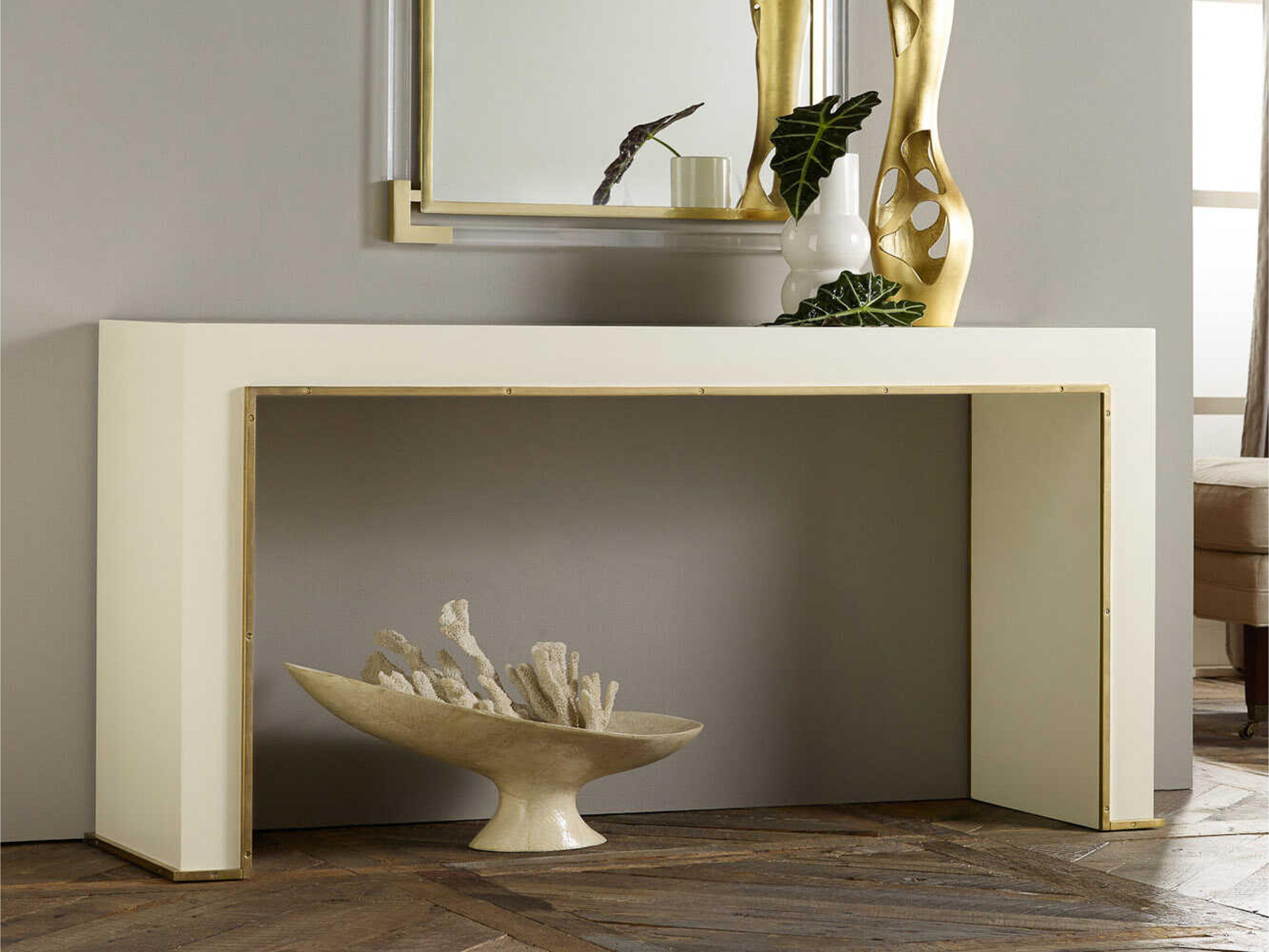 Minimal Rectangular Wood White Painted Console Table