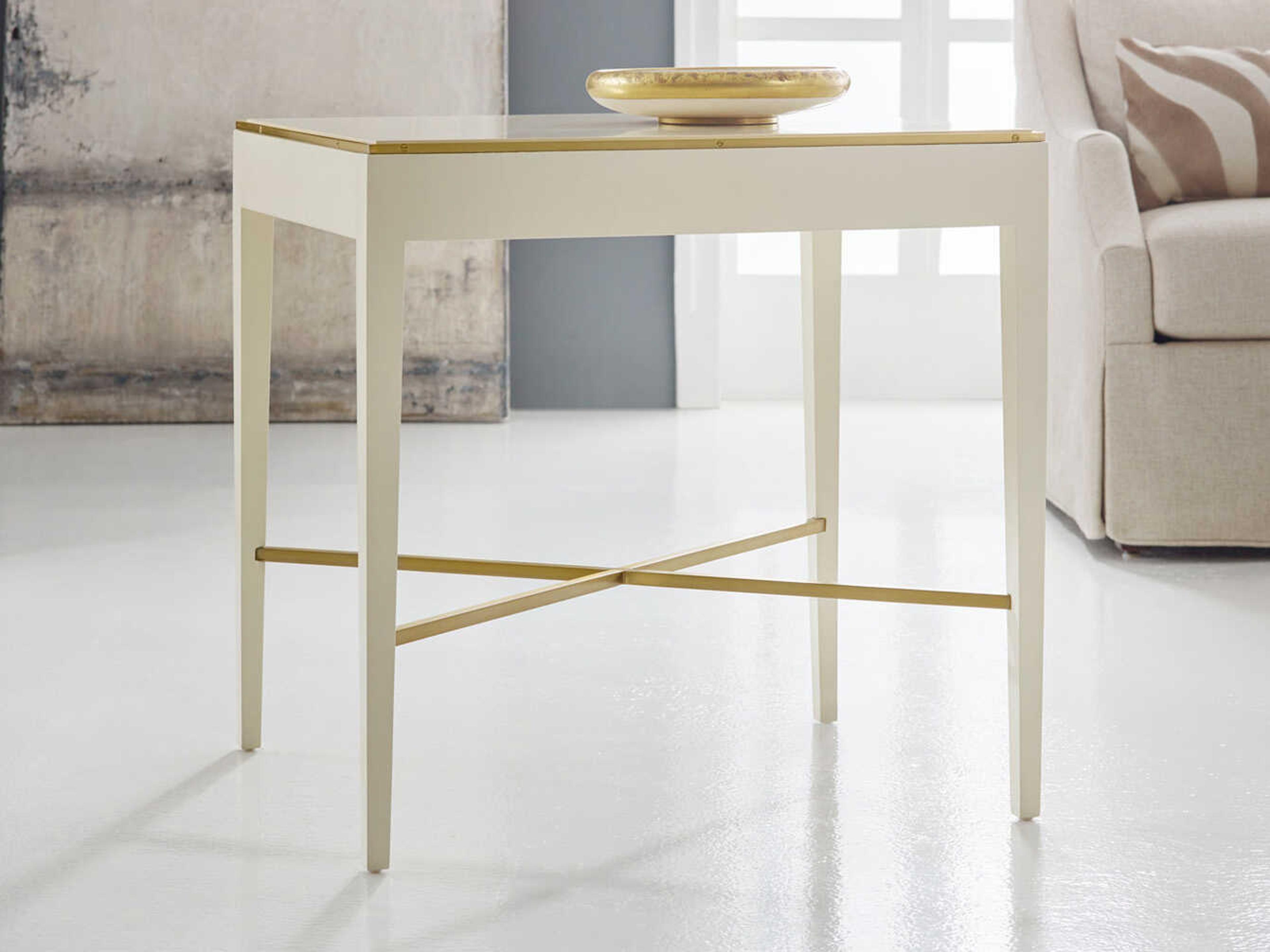 Georgian Rectangular Wood Painted White End Table