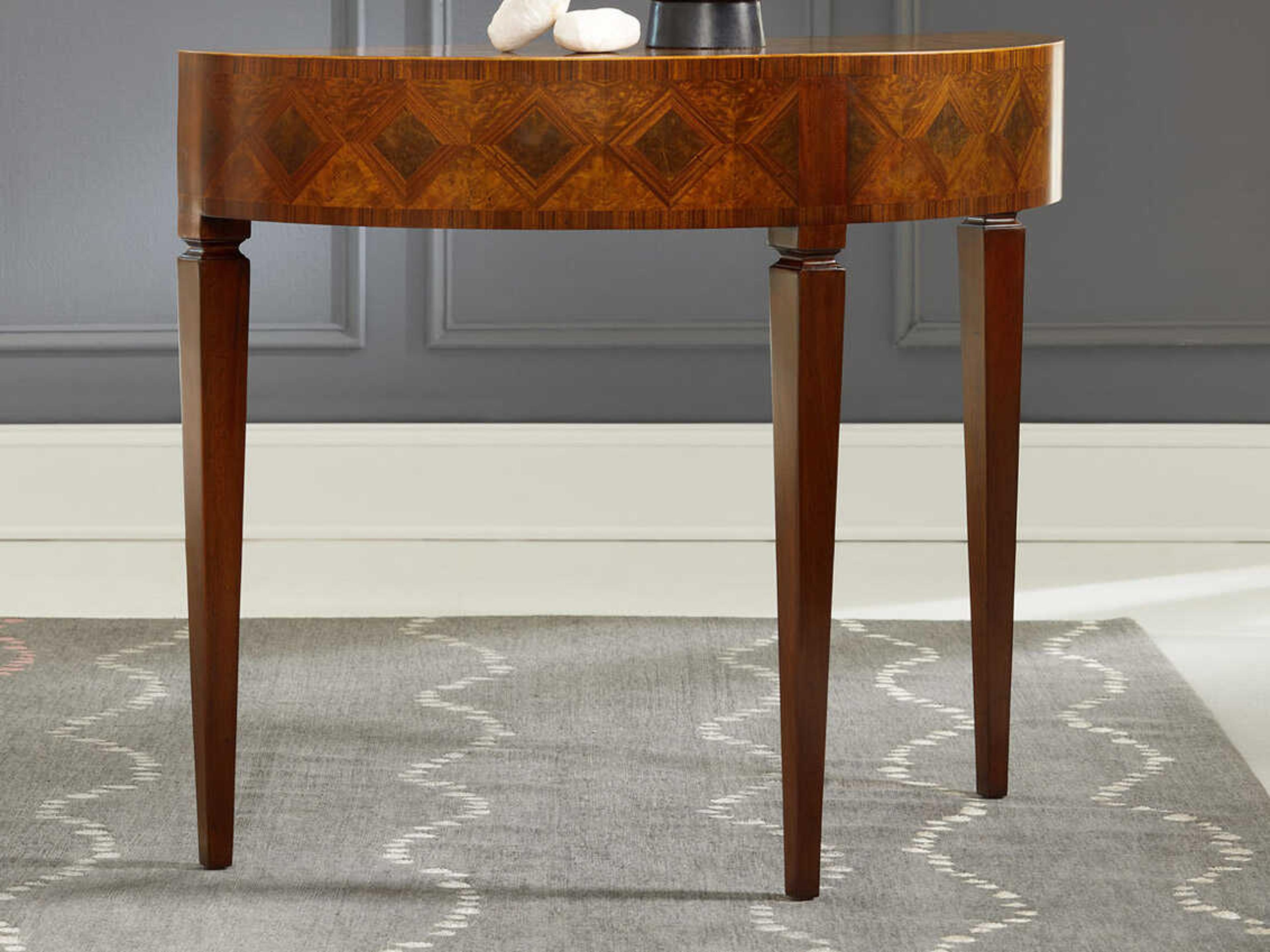 Marquetry Demilune Wood Console Table