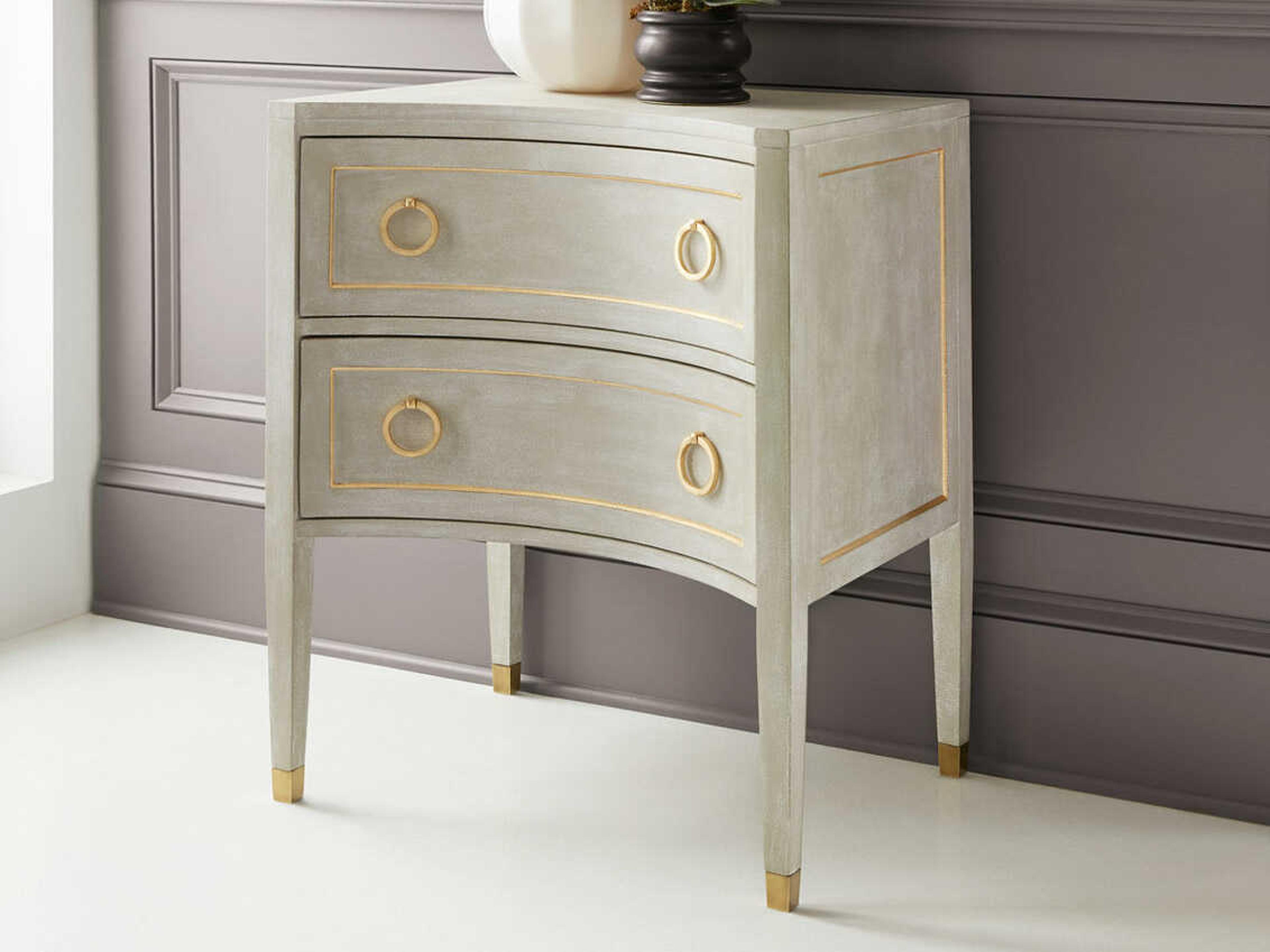 Gustavian 2-Drawers Gray Nightstand