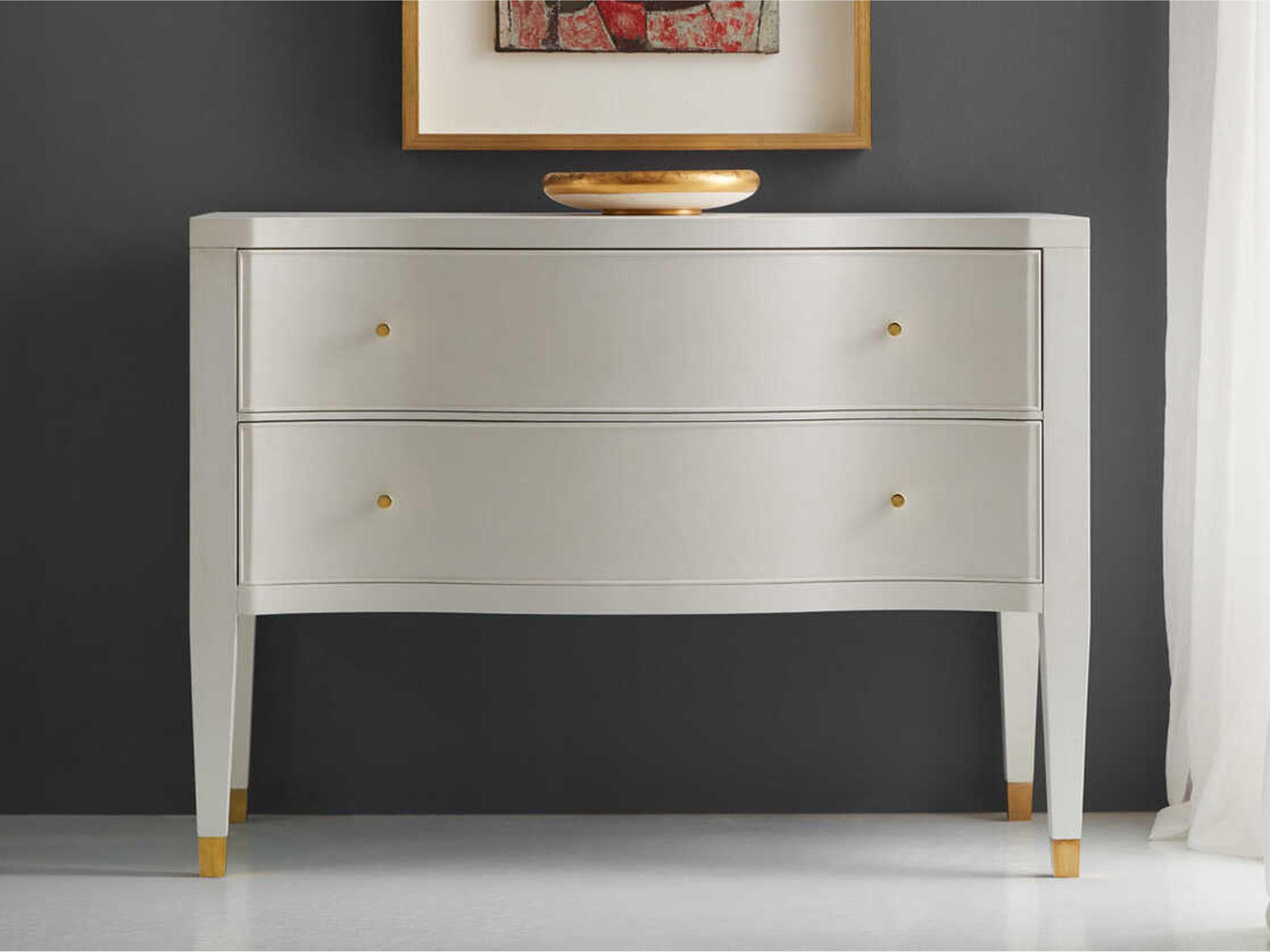 Serpentine Painted Linen Texture White Accent Chest