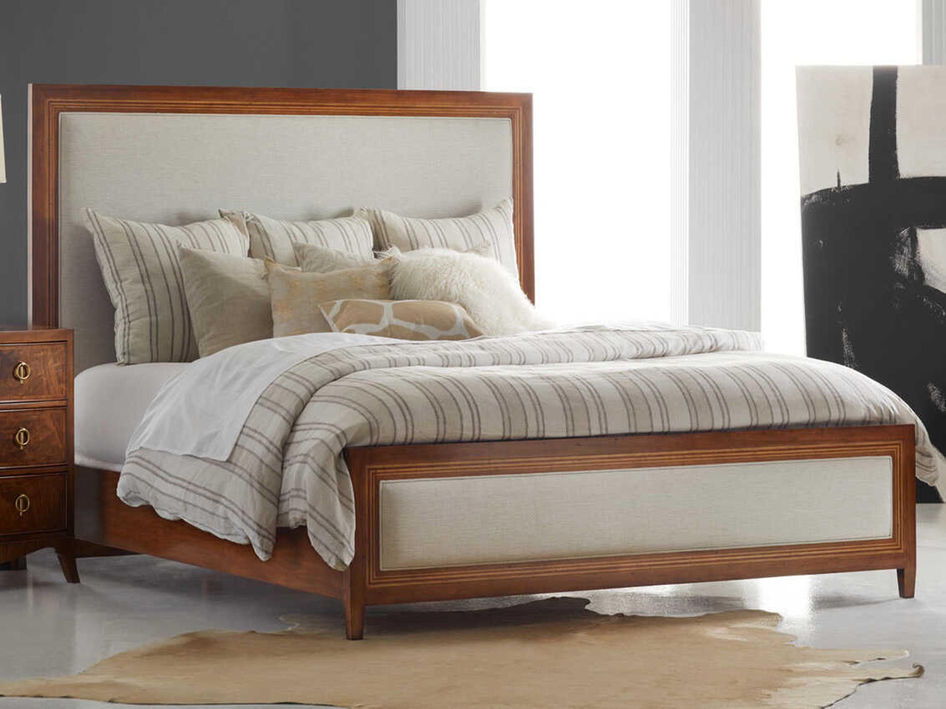 Milan Brown Fruitwood Upholstered Queen Panel Bed