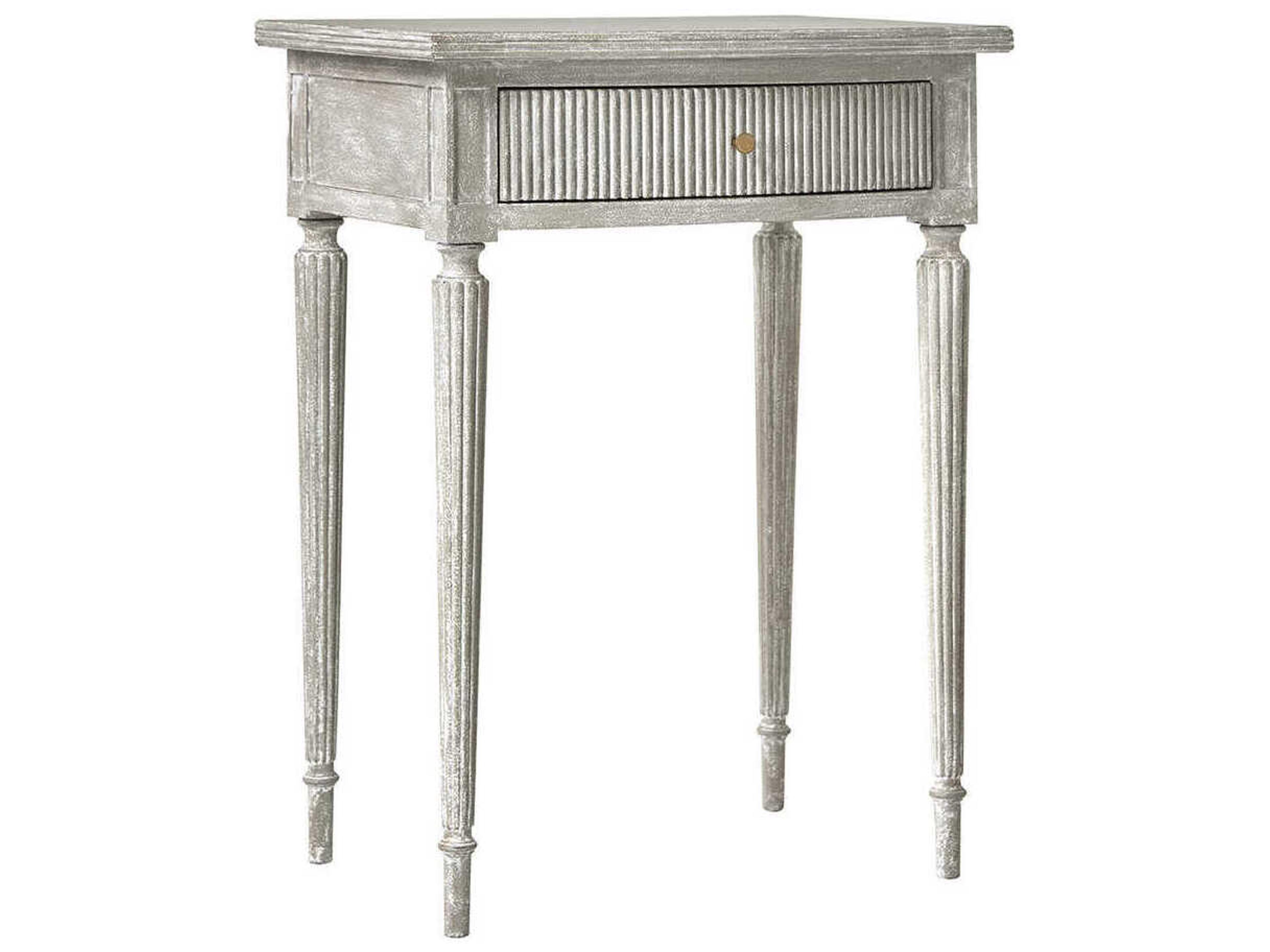Ribbed Rectangular Wood End Table