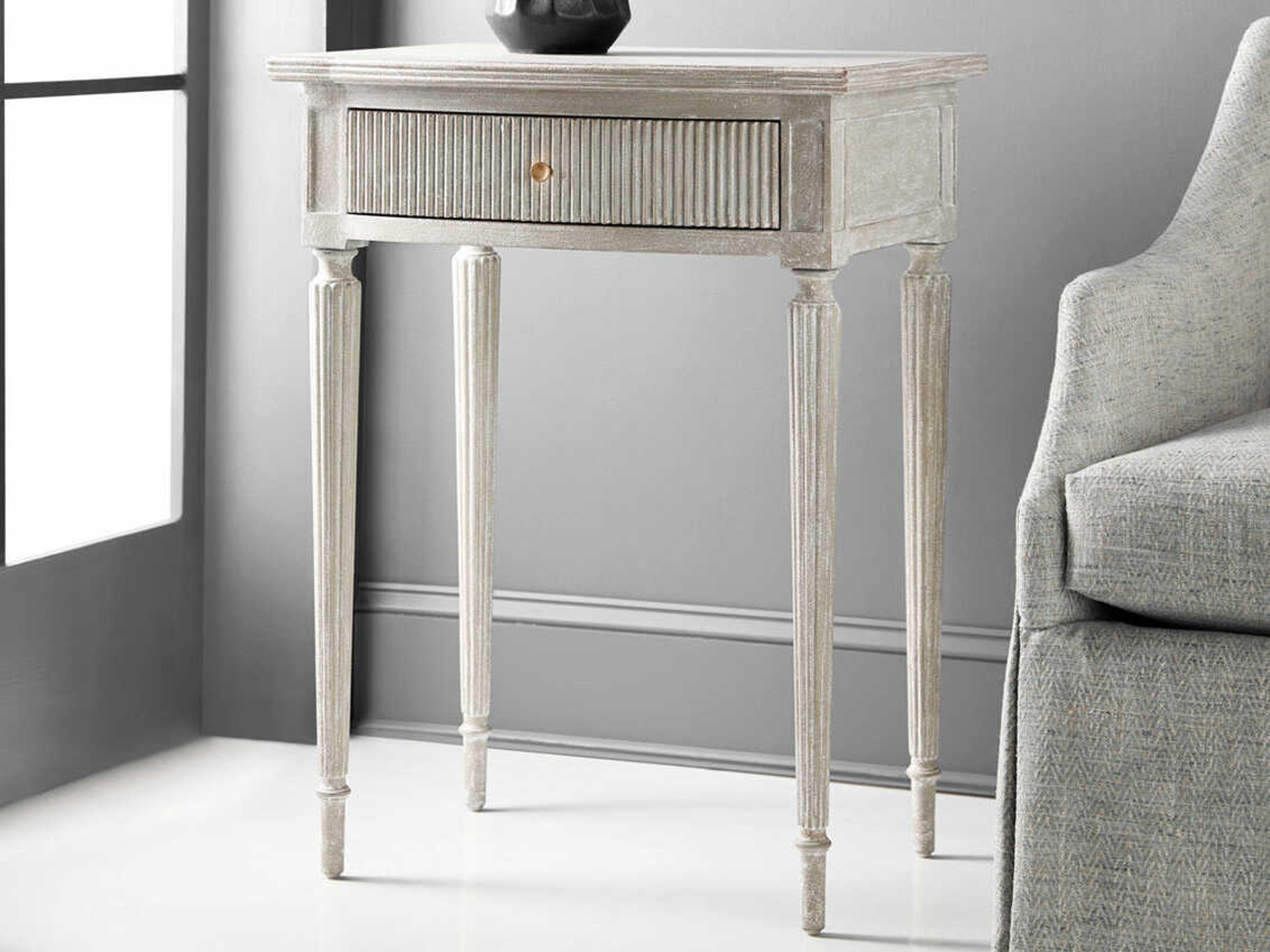 Modern History Home Ribbed Rectangular Wood End Table